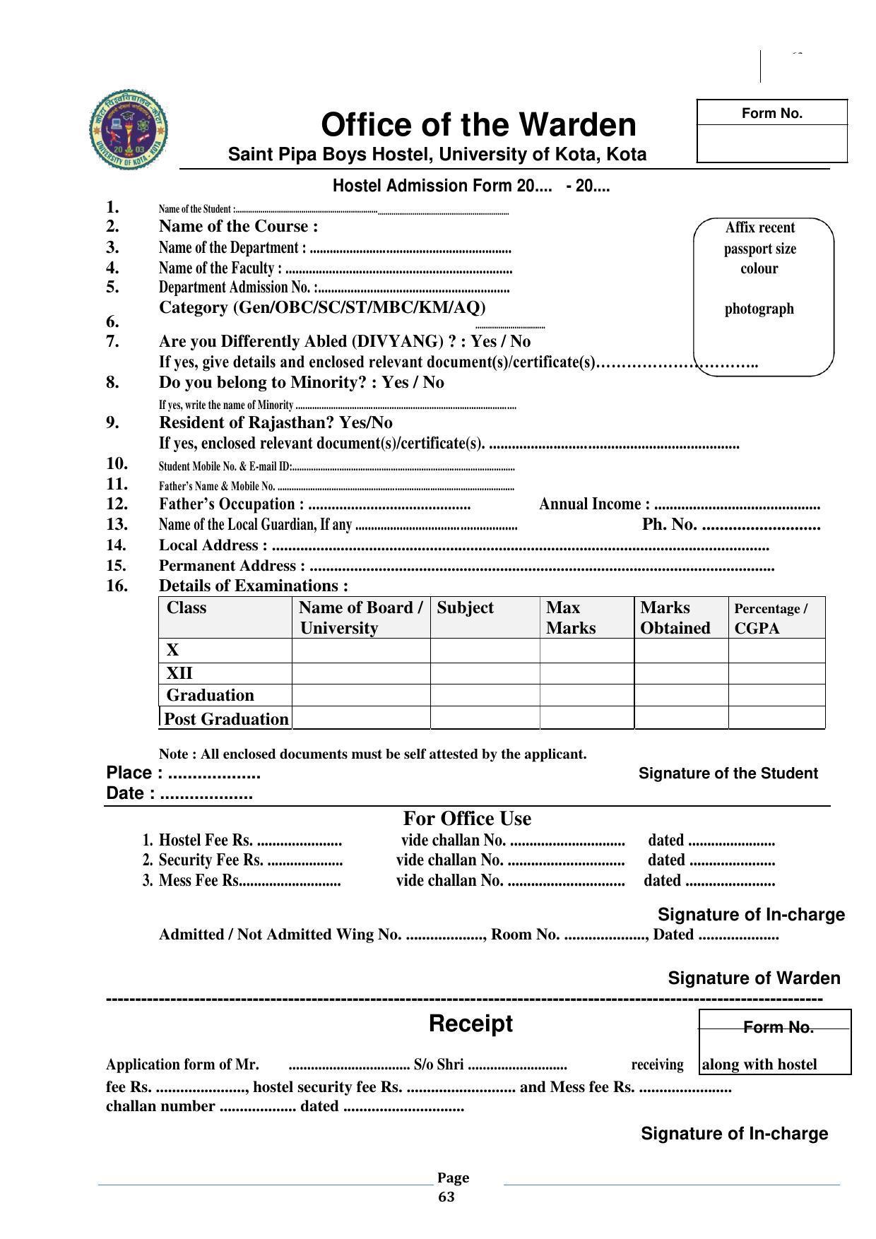 University of Kota, Kota Prospectus 2021-22 - Page 63