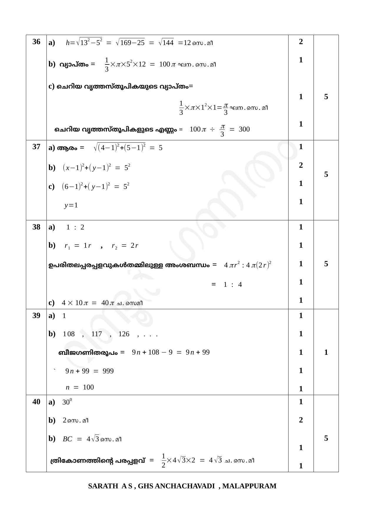 Kerala SSLC 2021 Maths Answer Key (MM) - Page 6