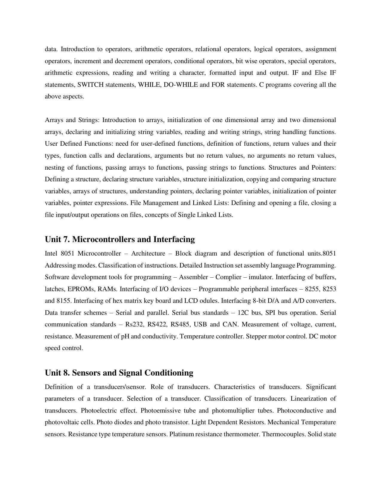 AP RCET Electronics & Instrumentation Syllabus - Page 3