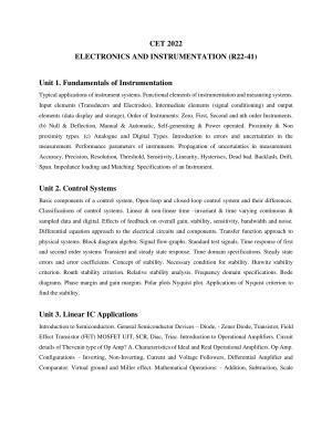 AP RCET Electronics & Instrumentation Syllabus