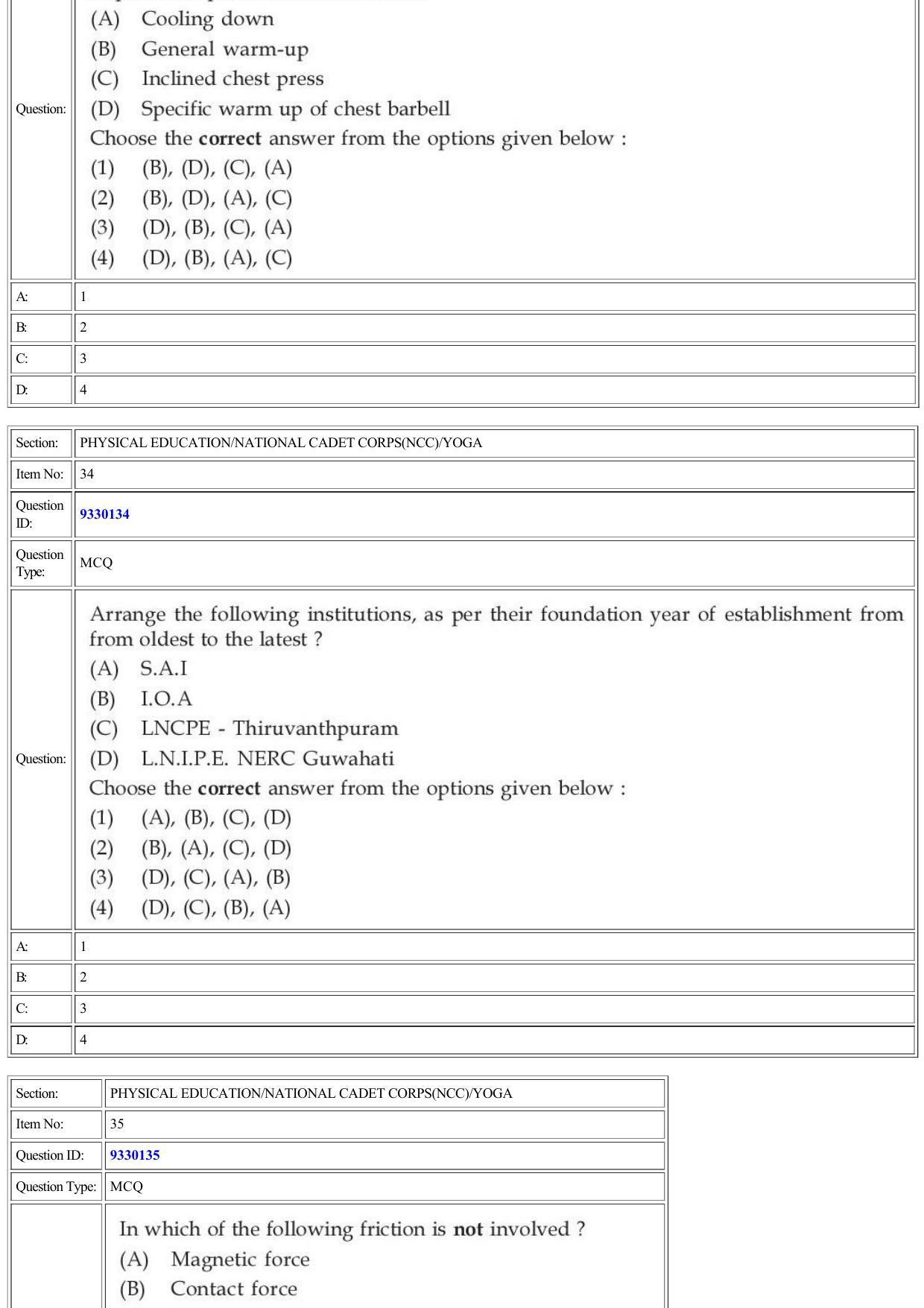 CUET 2022 Question Paper of Physical Education/ National Cadet Corps (NCC)/ Yoga - Page 13