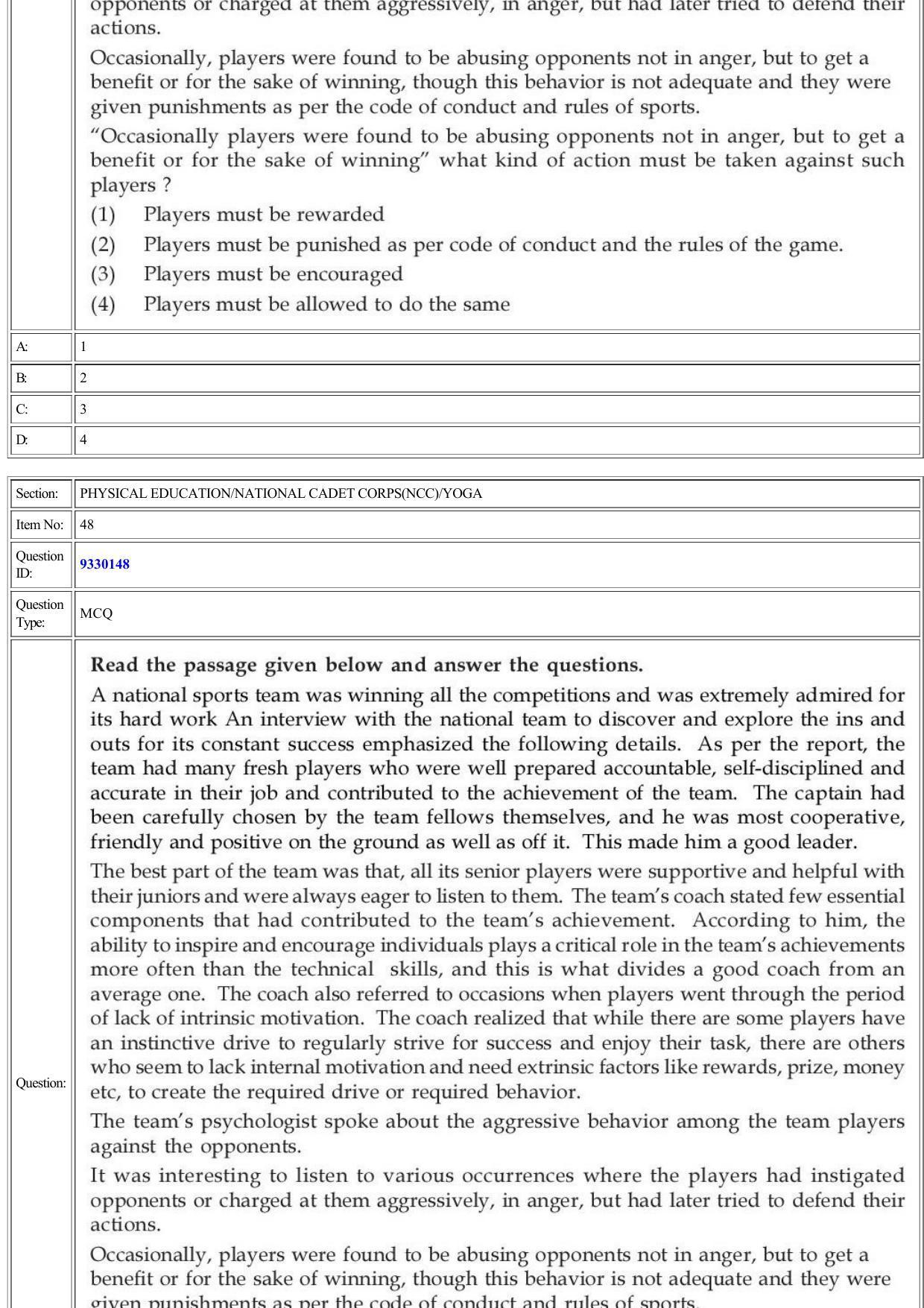 CUET 2022 Question Paper of Physical Education/ National Cadet Corps (NCC)/ Yoga - Page 21