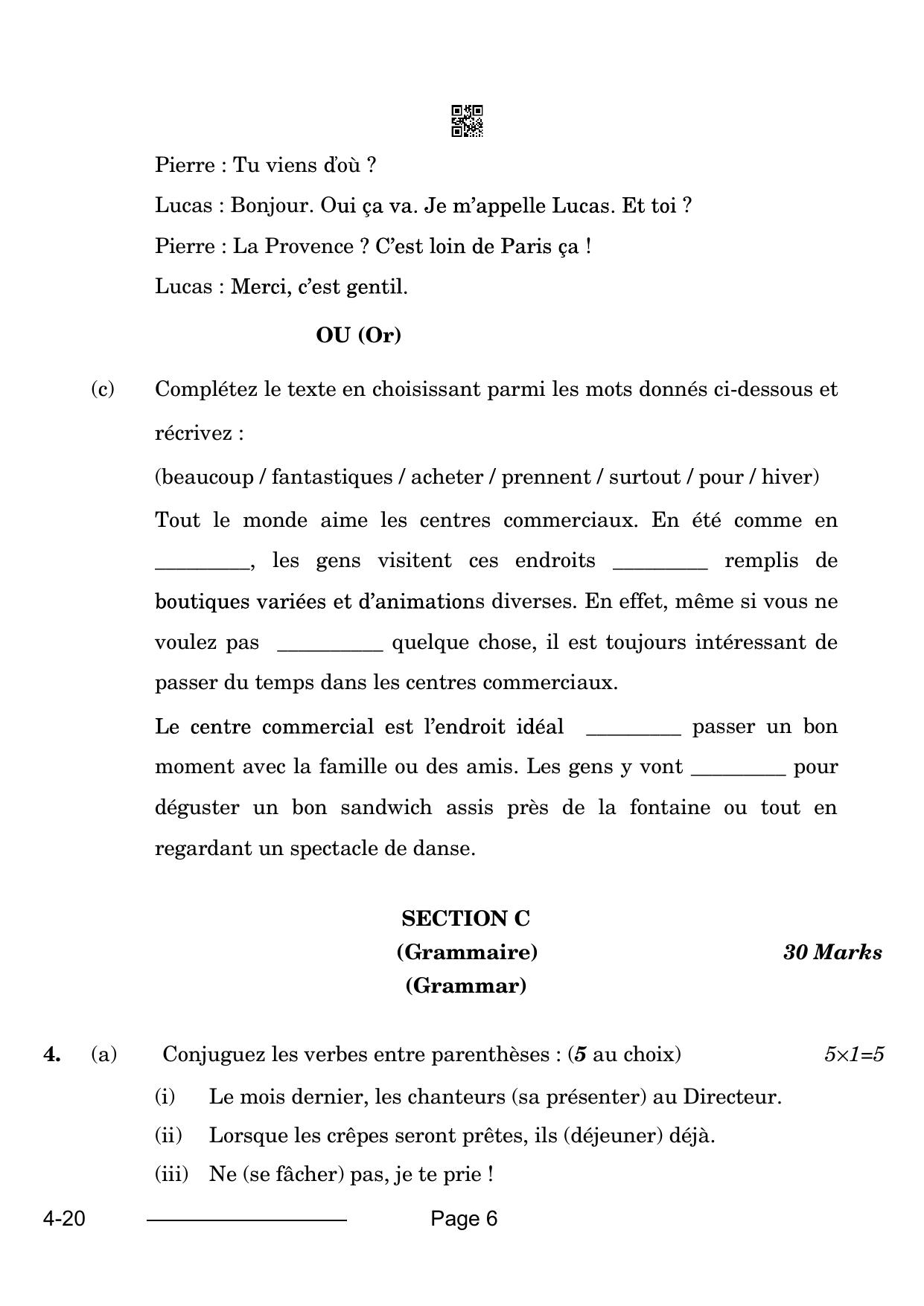 CBSE Class 10 French 2024 Question Paper - Page 6