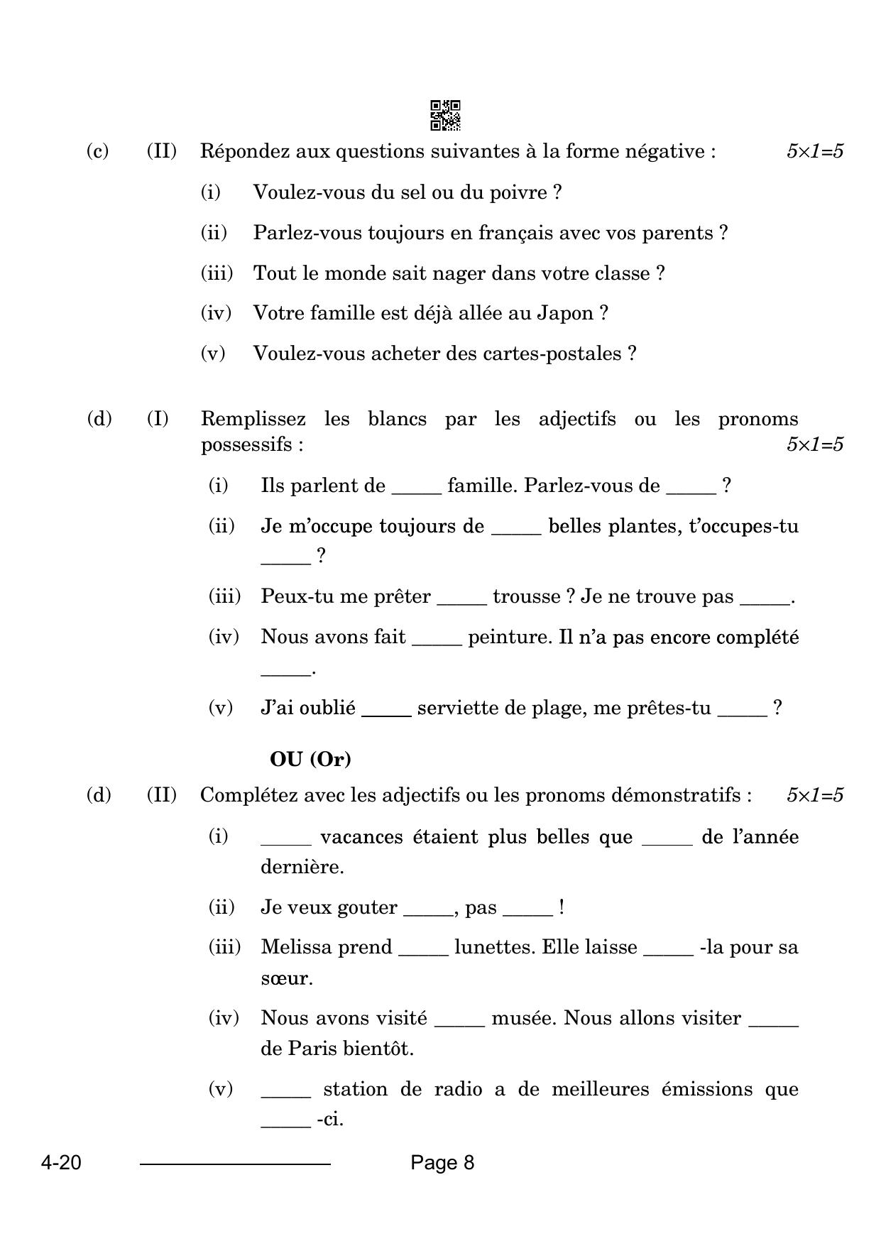 CBSE Class 10 French 2024 Question Paper - Page 8