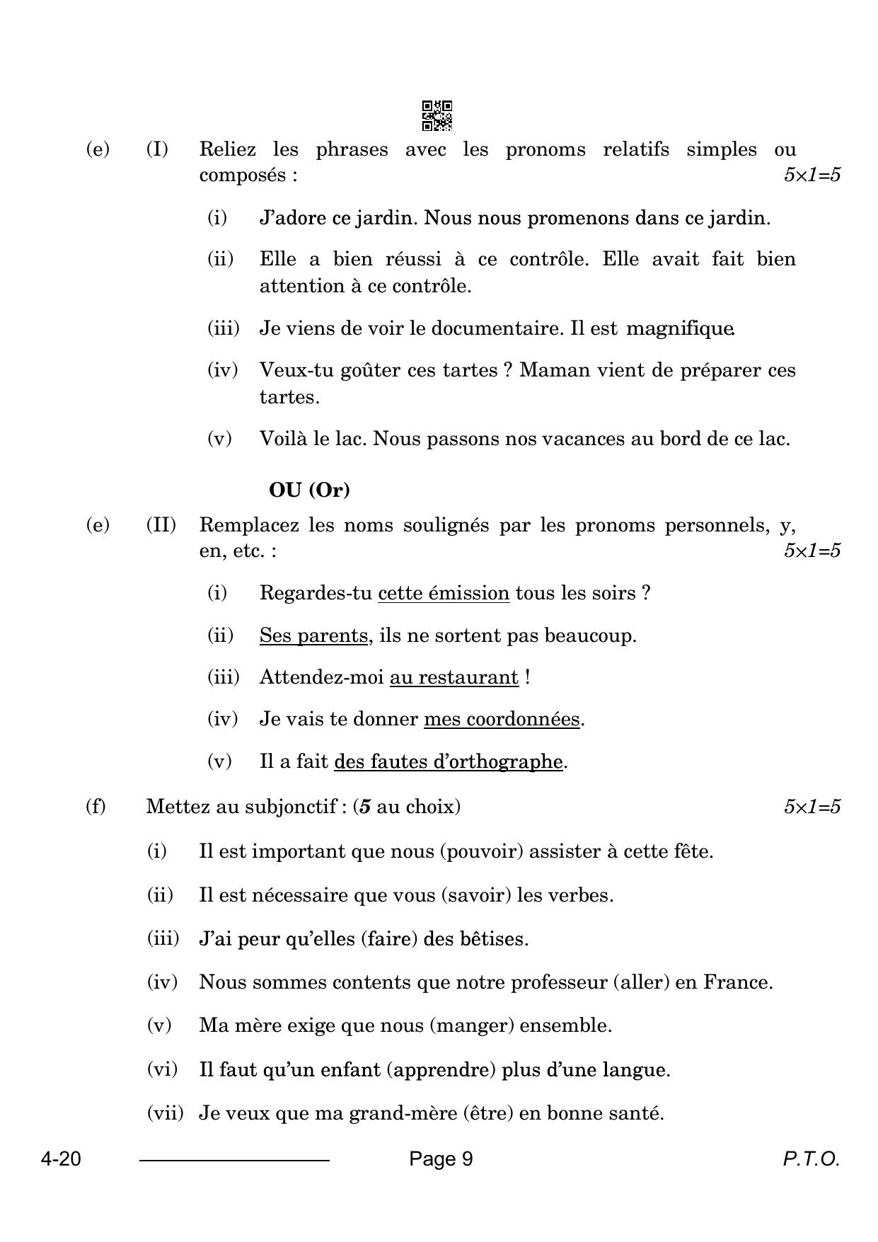 CBSE Class 10 French 2024 Question Paper - Page 9