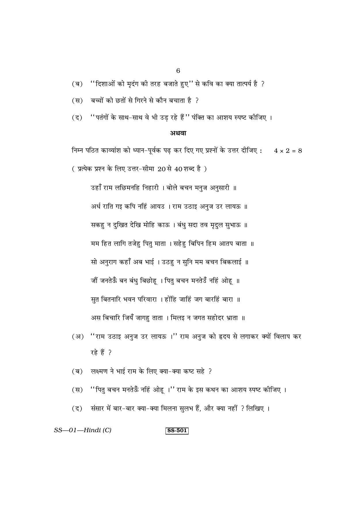 Class 12 2013 Hindi RBSE Question Paper - Page 6