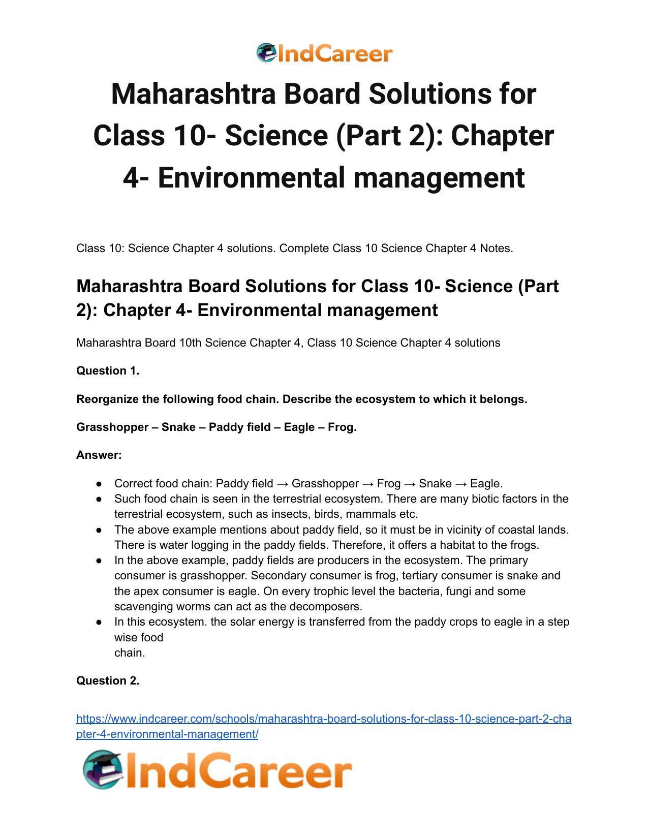 Maharashtra Board Solutions for Class 10- Science (Part 2): Chapter 4- Environmental management - Page 2