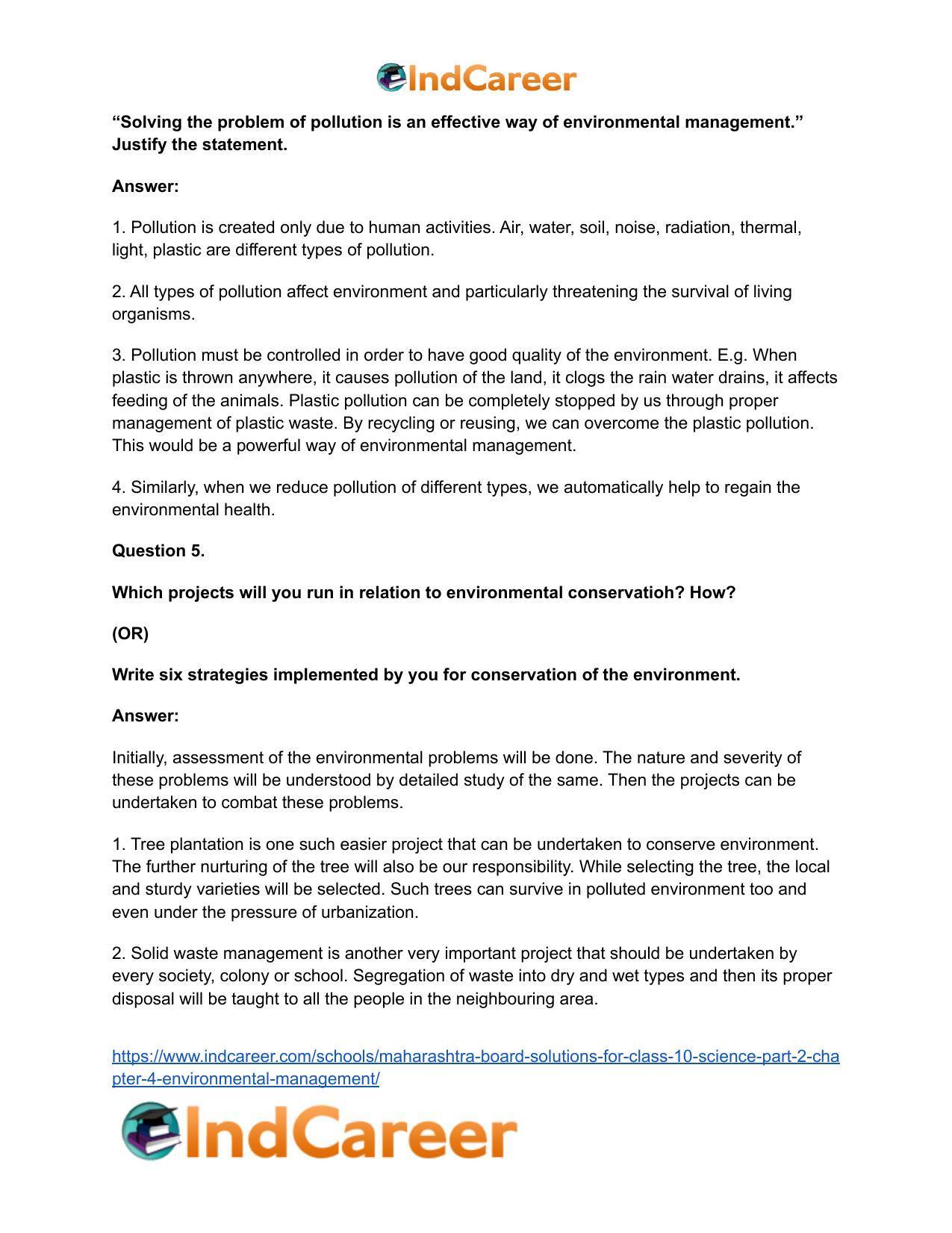 Maharashtra Board Solutions for Class 10- Science (Part 2): Chapter 4- Environmental management - Page 6