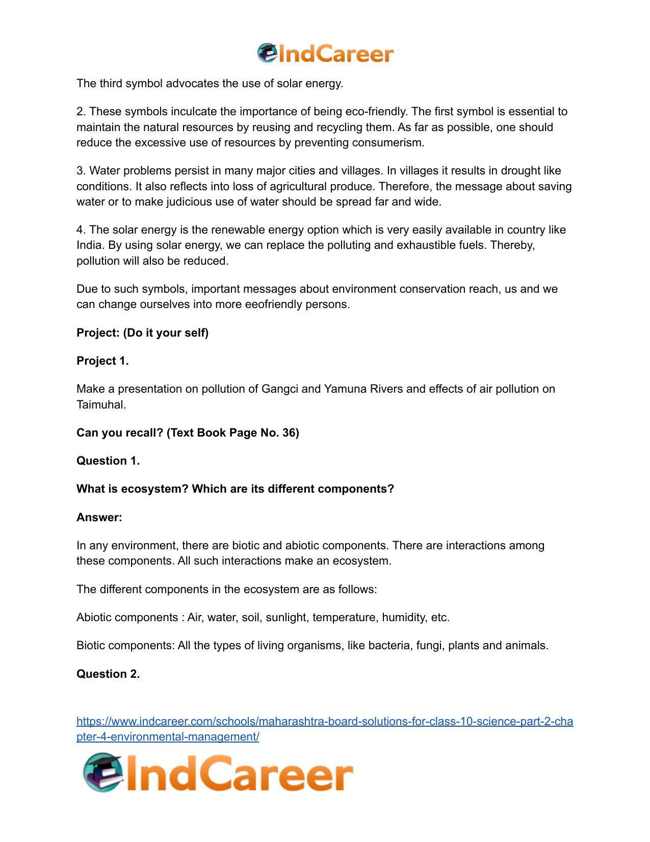 Maharashtra Board Solutions for Class 10- Science (Part 2): Chapter 4- Environmental management - Page 11