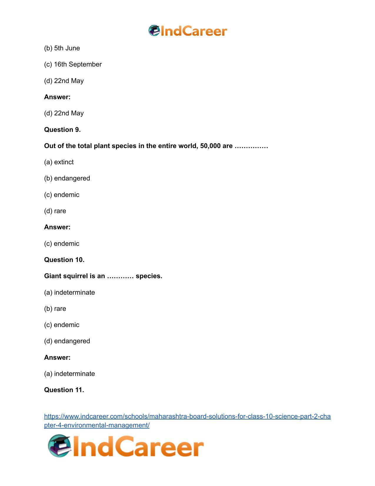Maharashtra Board Solutions for Class 10- Science (Part 2): Chapter 4- Environmental management - Page 23