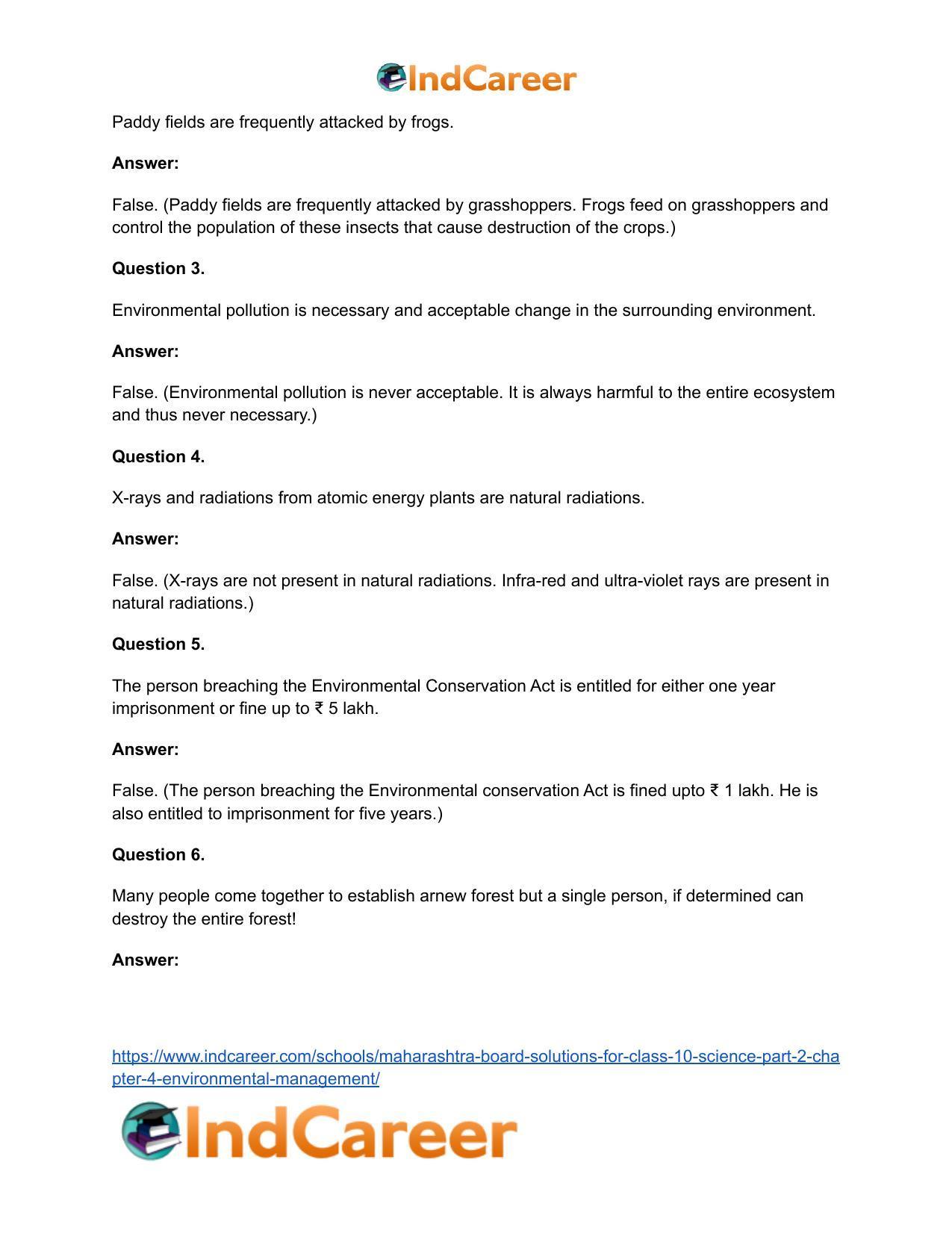 Maharashtra Board Solutions for Class 10- Science (Part 2): Chapter 4- Environmental management - Page 25