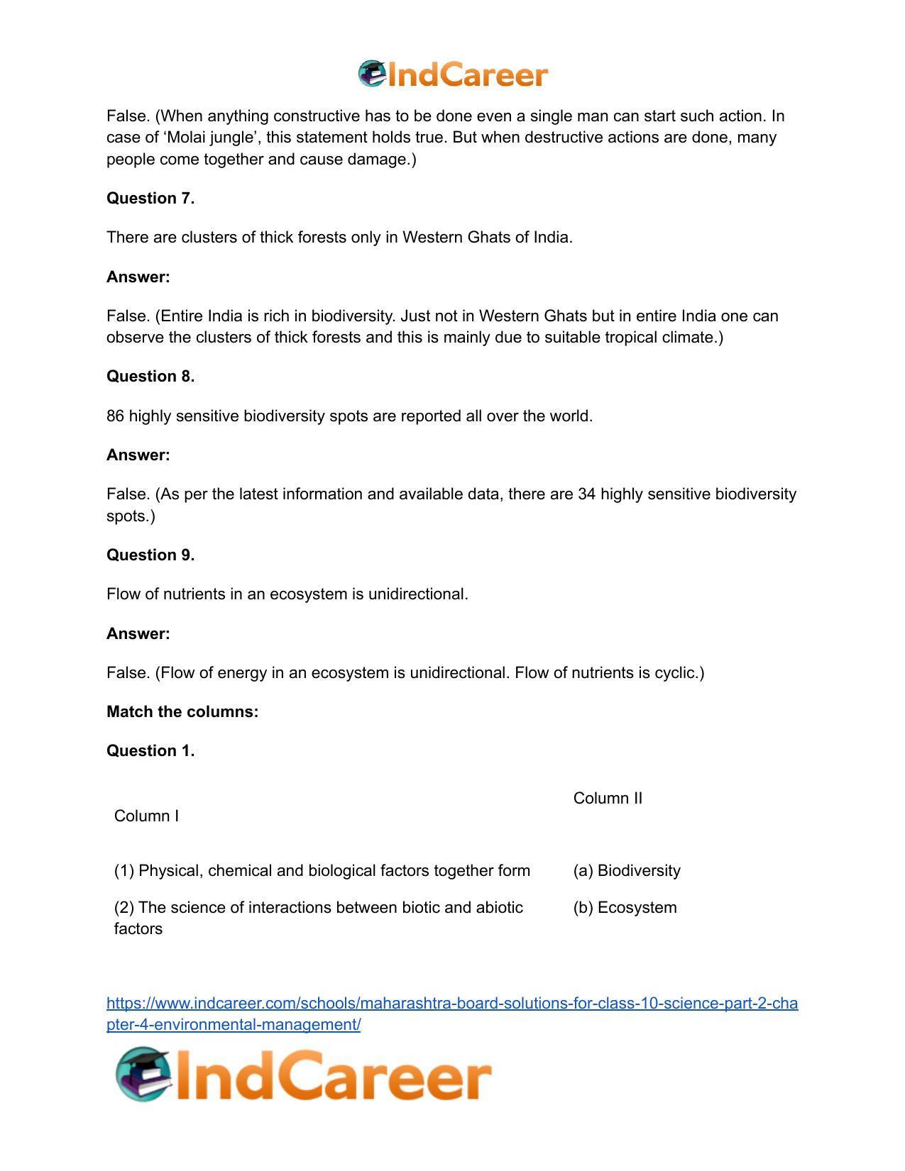 Maharashtra Board Solutions for Class 10- Science (Part 2): Chapter 4- Environmental management - Page 26