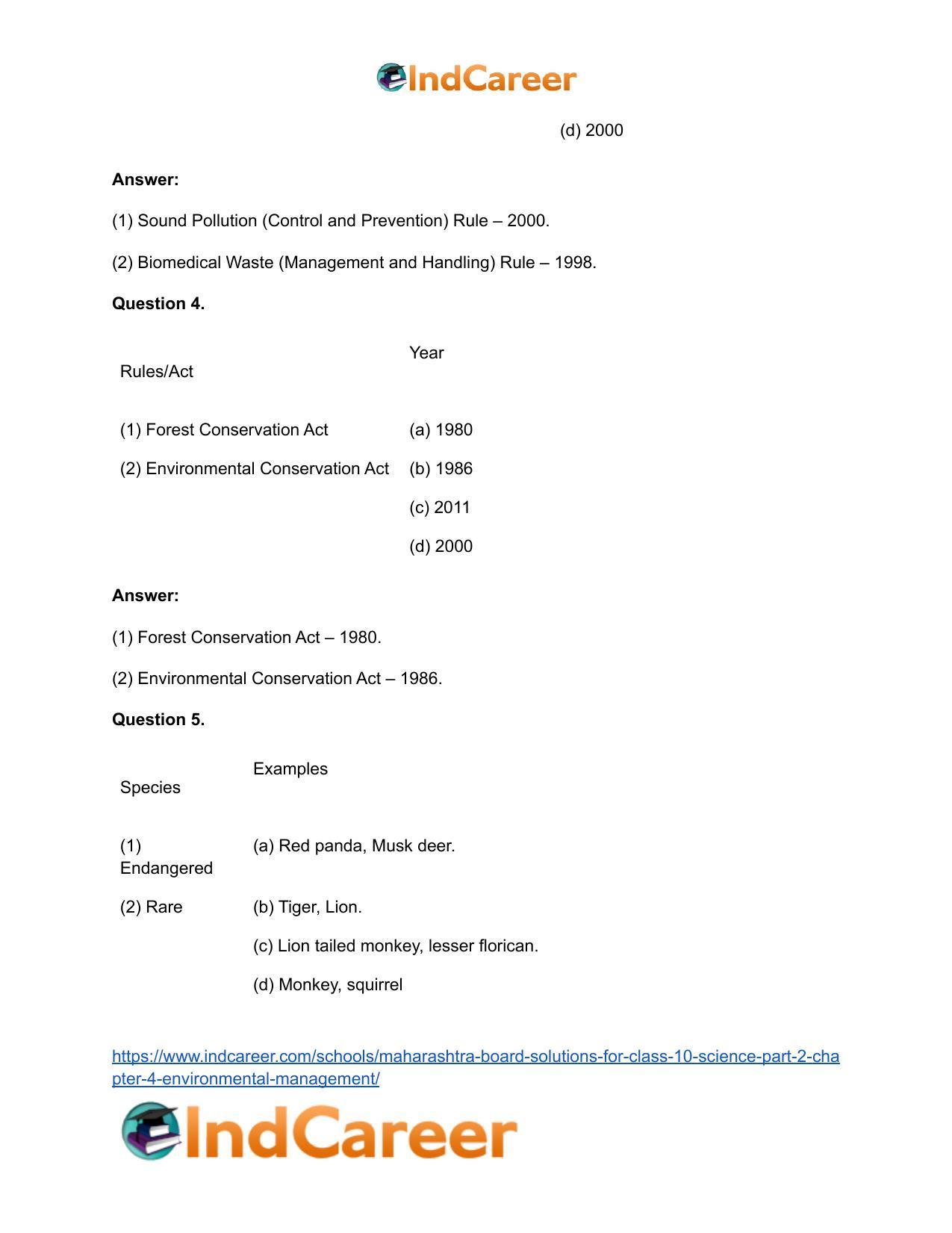Maharashtra Board Solutions for Class 10- Science (Part 2): Chapter 4- Environmental management - Page 28