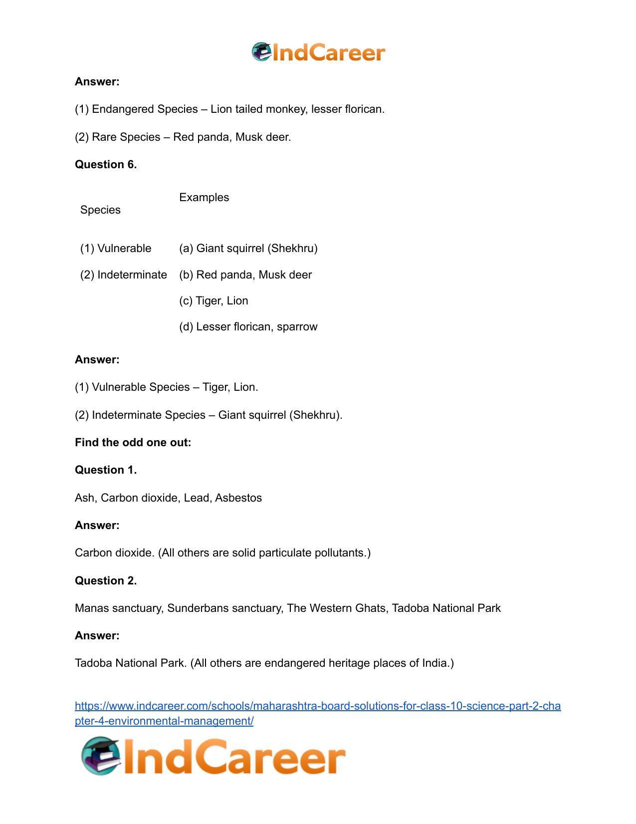 Maharashtra Board Solutions for Class 10- Science (Part 2): Chapter 4- Environmental management - Page 29