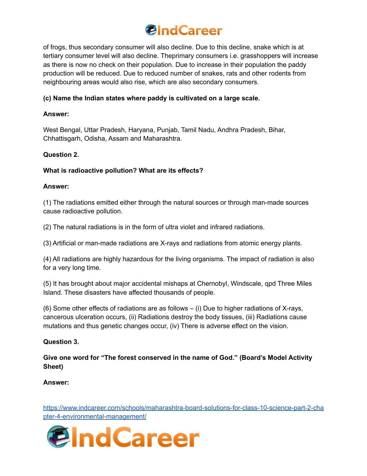 Maharashtra Board Solutions for Class 10- Science (Part 2): Chapter 4- Environmental management - Page 32