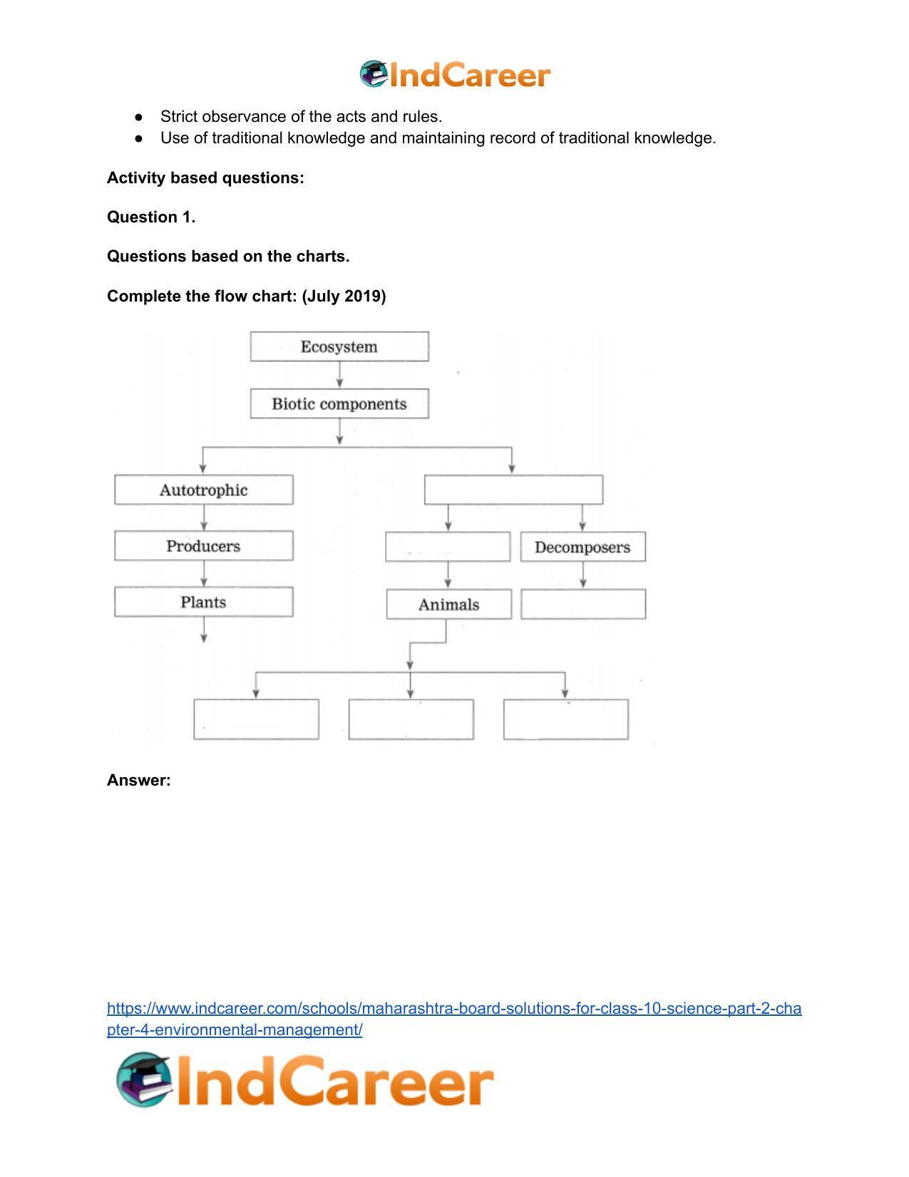Maharashtra Board Solutions for Class 10- Science (Part 2): Chapter 4- Environmental management - Page 38