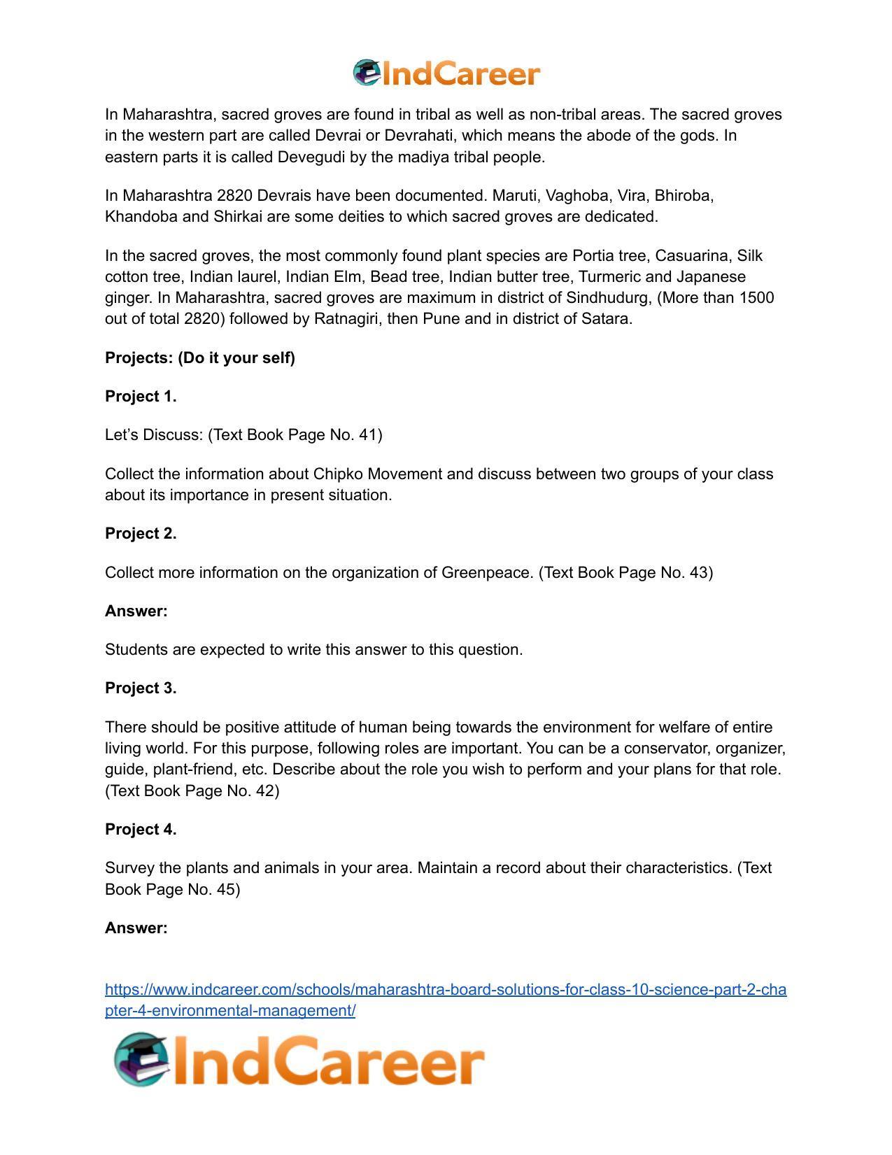 Maharashtra Board Solutions for Class 10- Science (Part 2): Chapter 4- Environmental management - Page 40
