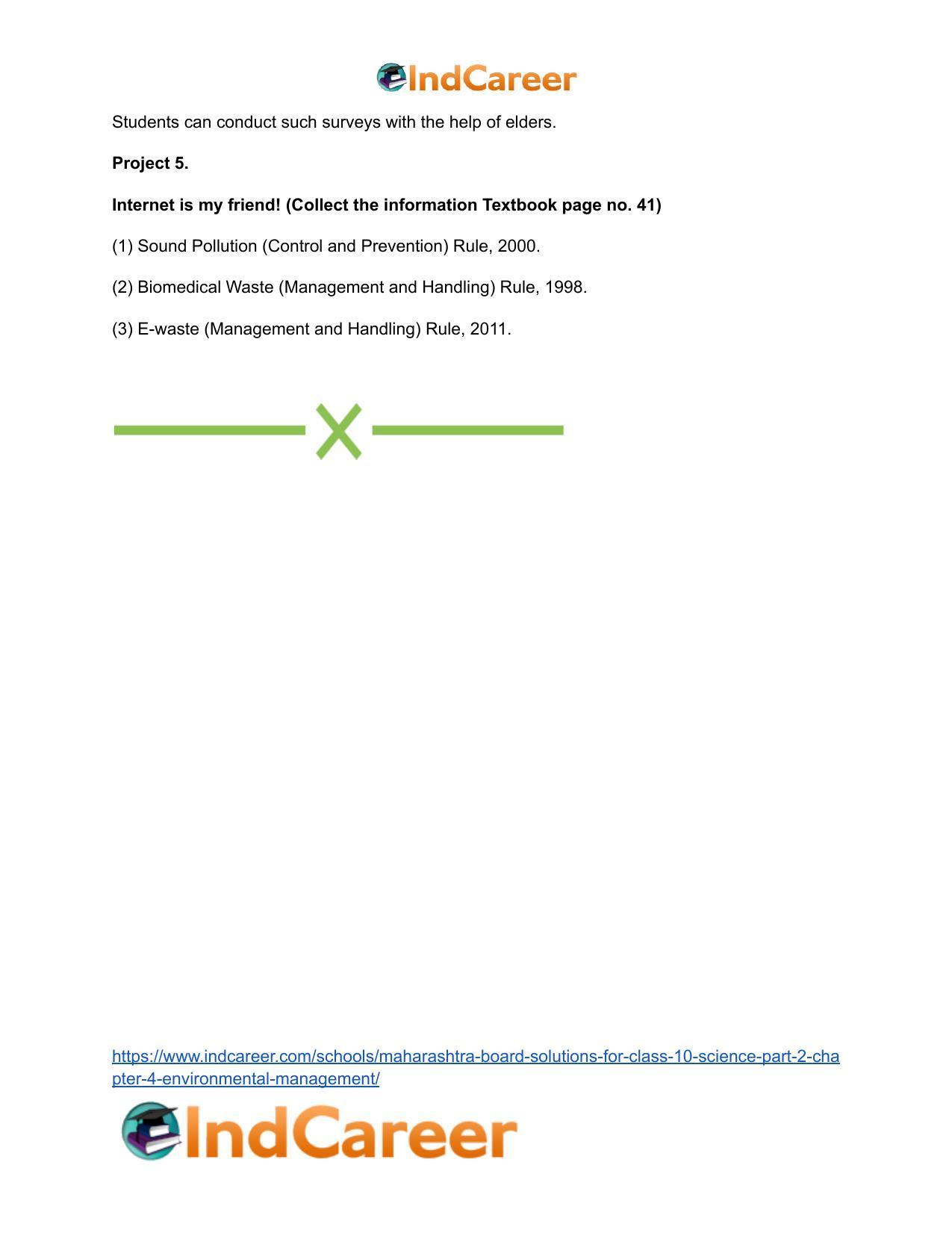 Maharashtra Board Solutions for Class 10- Science (Part 2): Chapter 4- Environmental management - Page 41