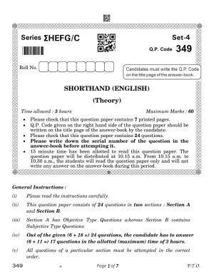 CBSE Class 12 Shorthand English (Compartment) 2023 Question Paper