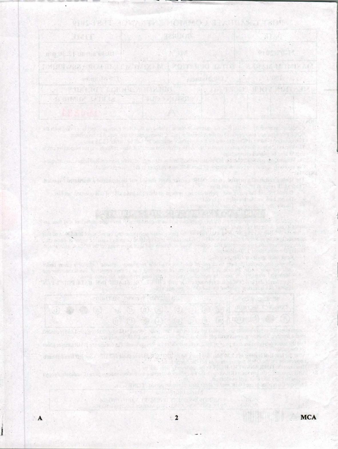 Karnataka PGCET 2019 MCA Question Paper - Page 2