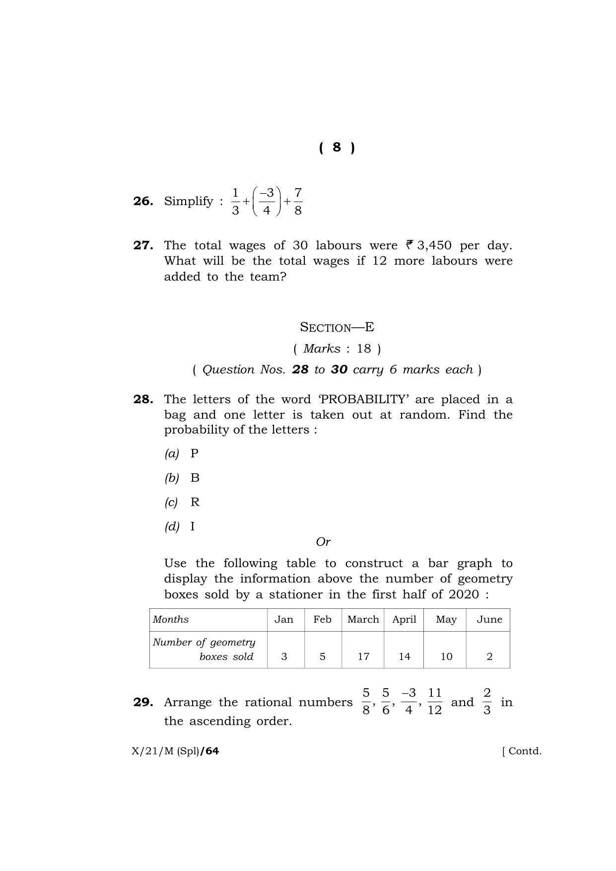 Meghalaya Board (MBOSE) Class 10 MATHEMATICS (Special)  (X-21-M (Spl)) 2021 Question Paper - Page 8