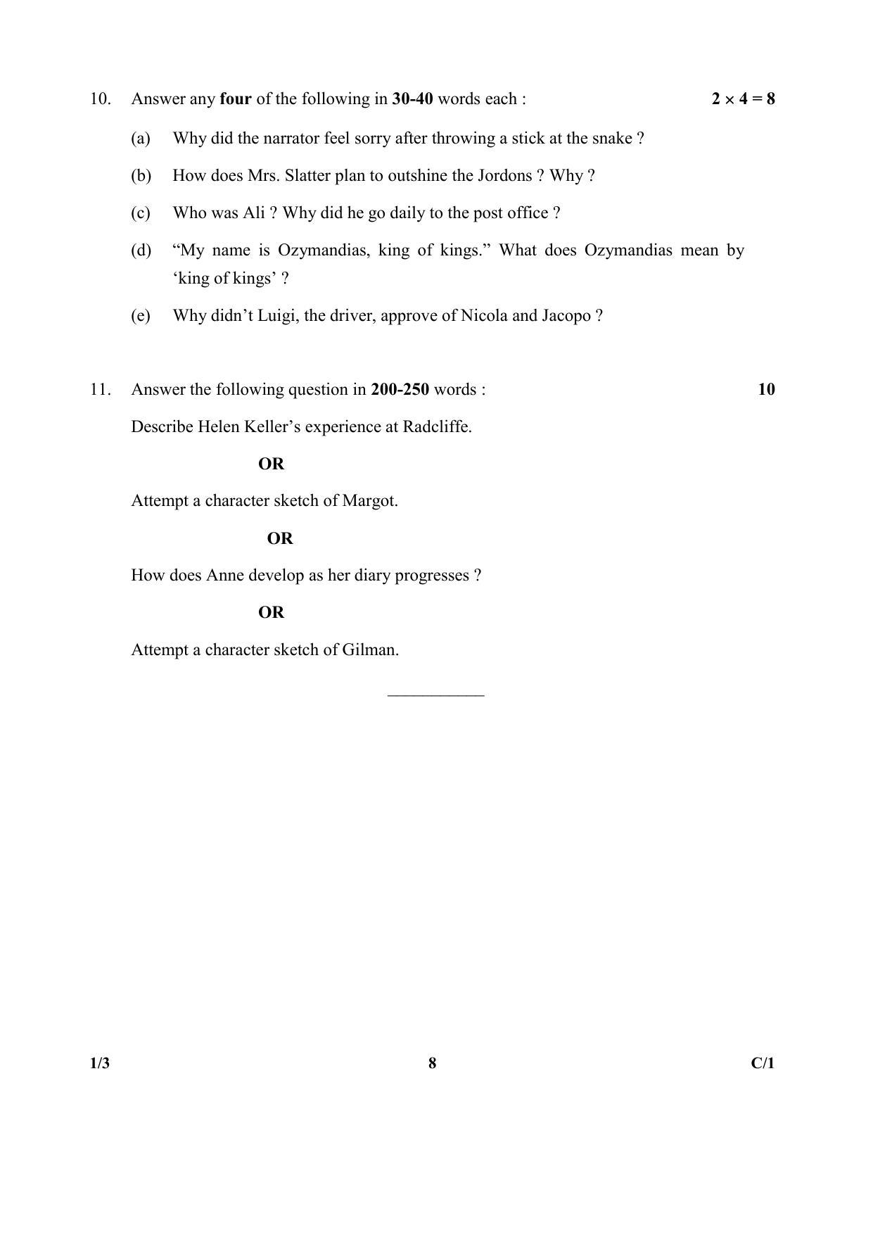 CBSE Class 10 1-3 (Eng.) (Communicative) 2018 Compartment Question Paper - Page 8
