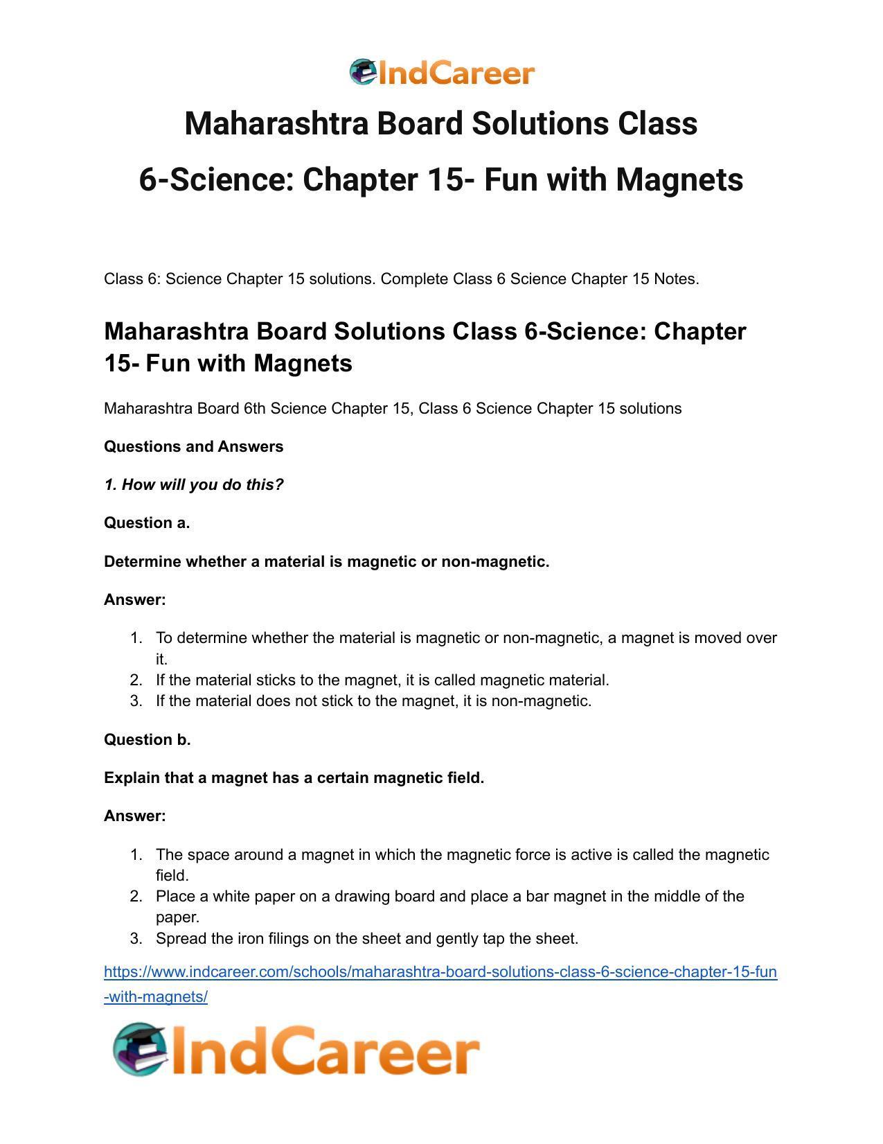 Maharashtra Board Solutions Class 6-Science: Chapter 15- Fun with Magnets - Page 2