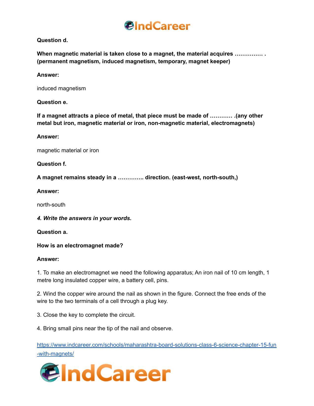 Maharashtra Board Solutions Class 6-Science: Chapter 15- Fun with Magnets - Page 6