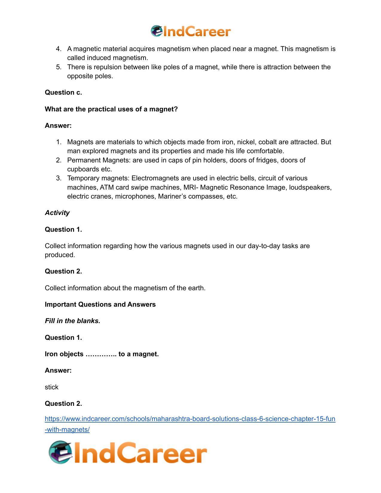 Maharashtra Board Solutions Class 6-Science: Chapter 15- Fun with Magnets - Page 8