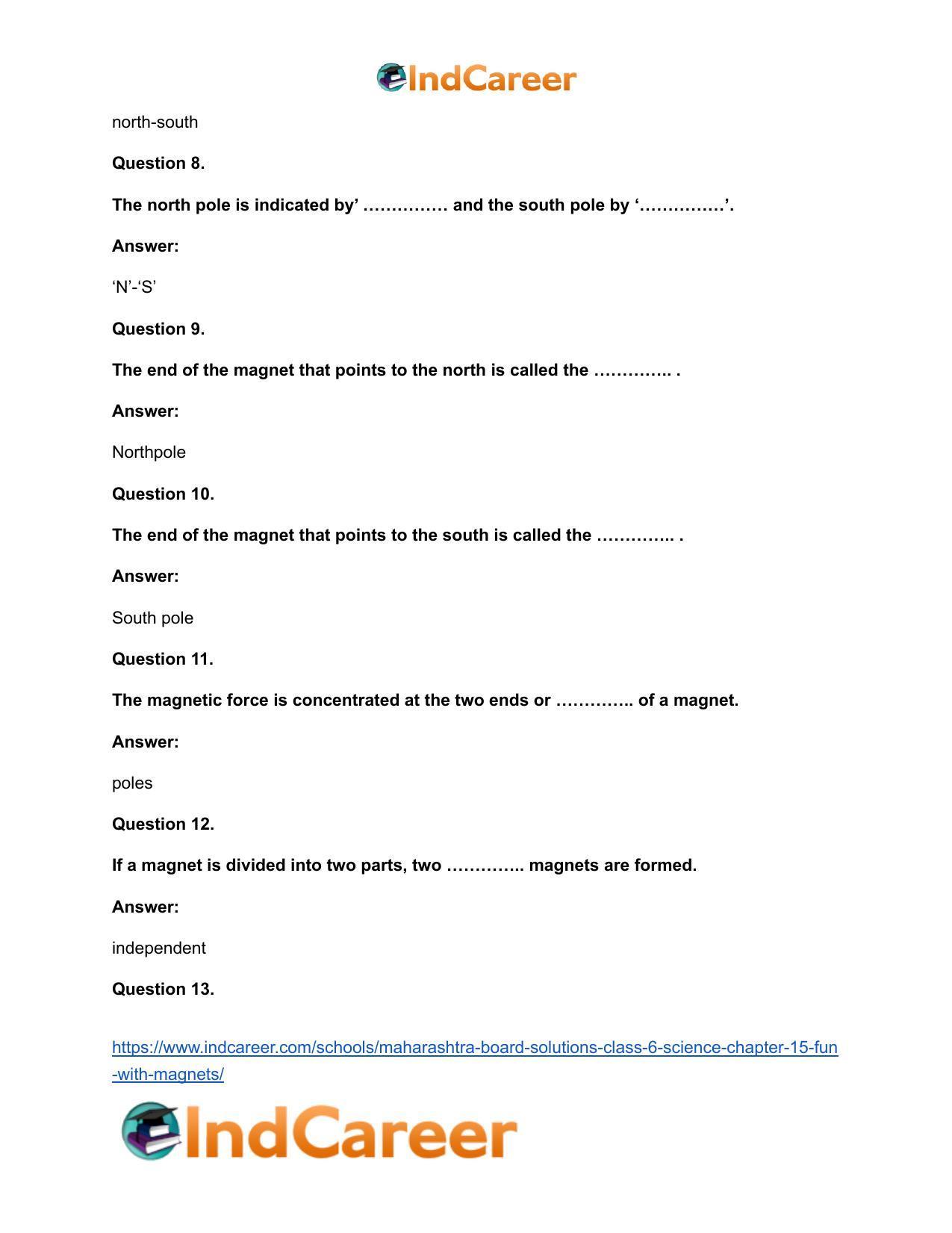 Maharashtra Board Solutions Class 6-Science: Chapter 15- Fun with Magnets - Page 10