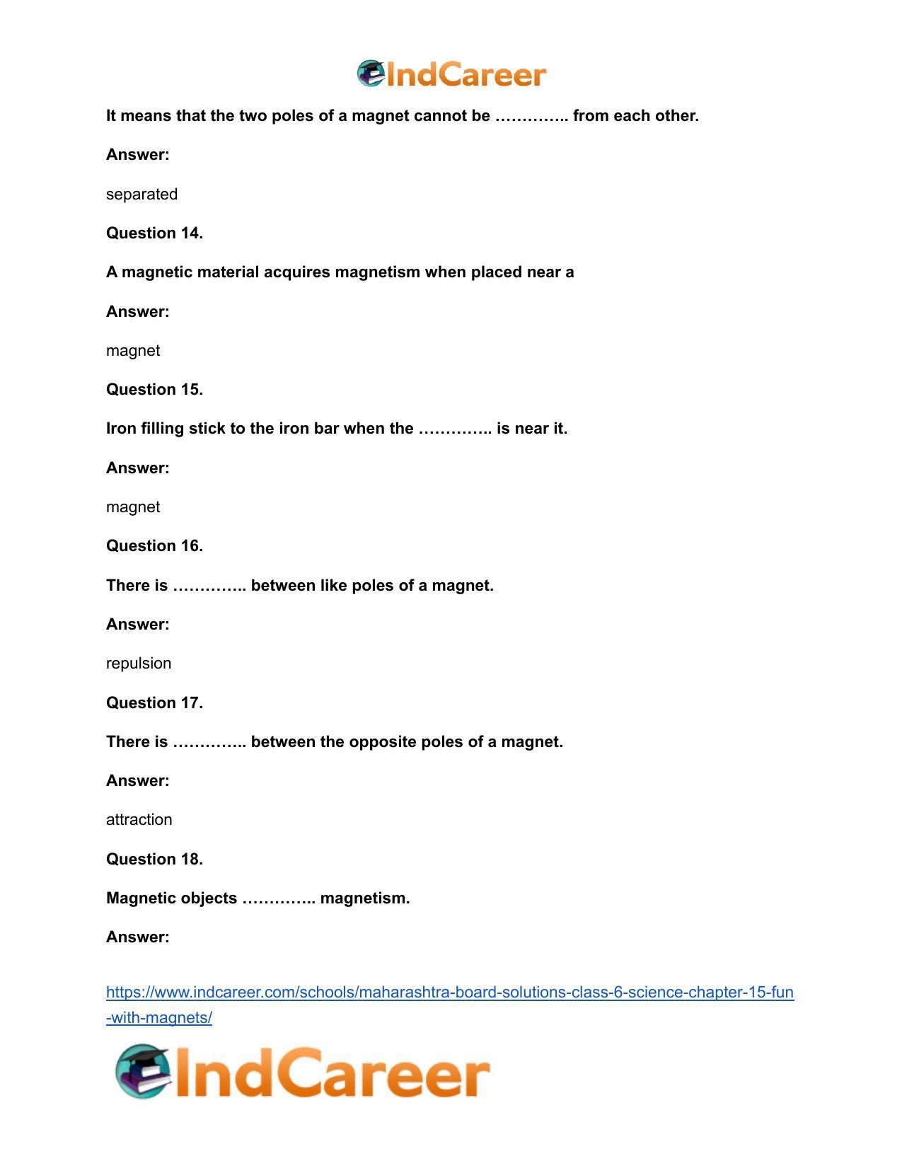 Maharashtra Board Solutions Class 6-Science: Chapter 15- Fun with Magnets - Page 11