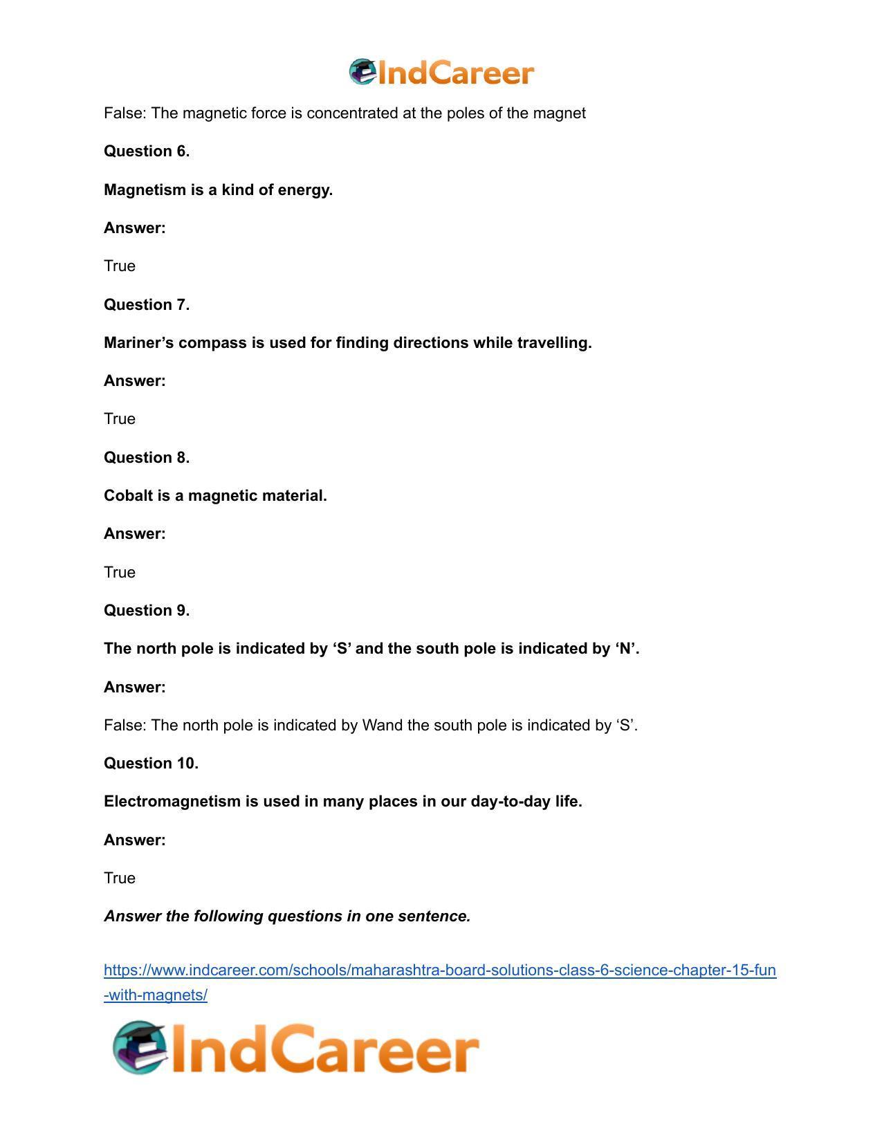 Maharashtra Board Solutions Class 6-Science: Chapter 15- Fun with Magnets - Page 15