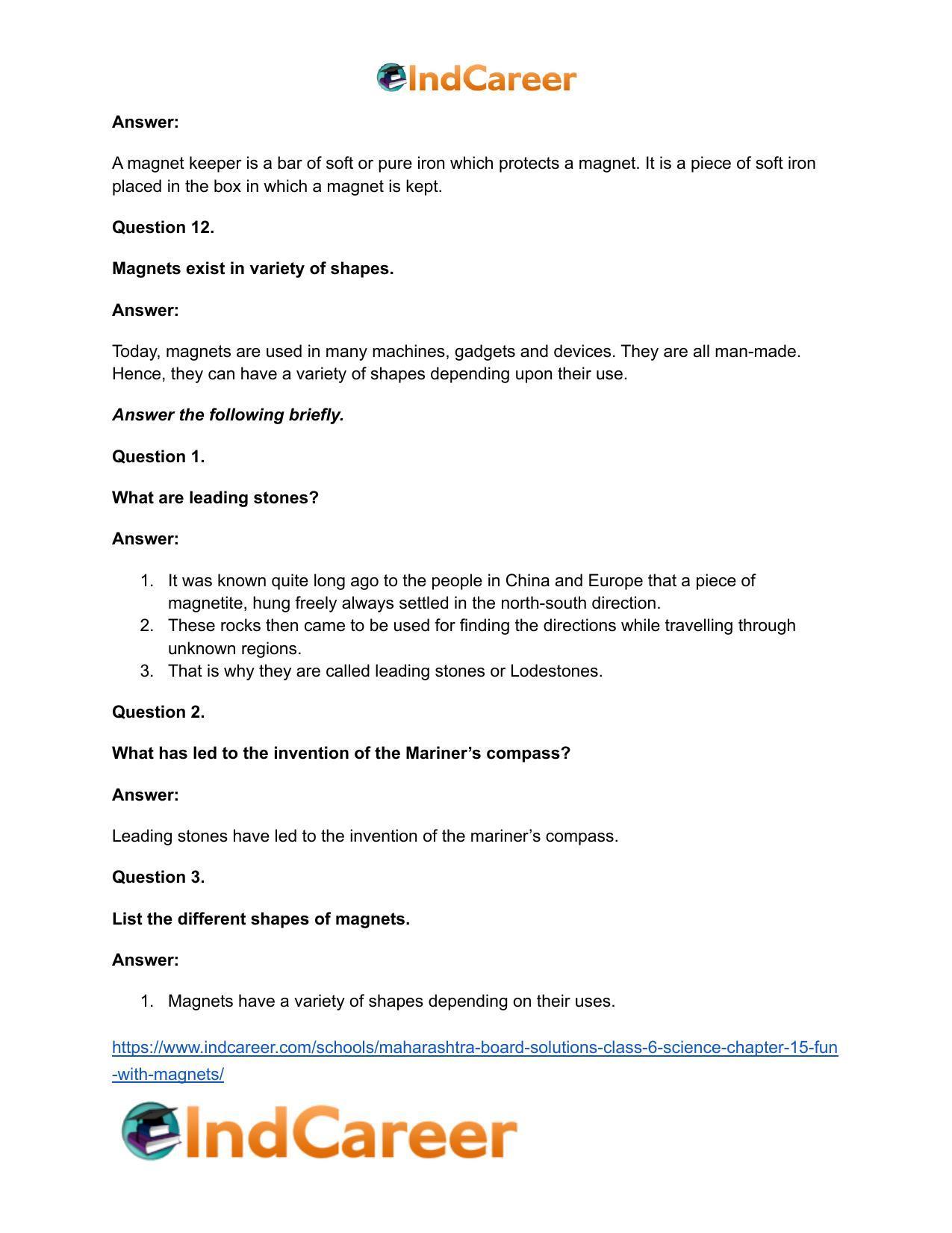 Maharashtra Board Solutions Class 6-Science: Chapter 15- Fun with Magnets - Page 18