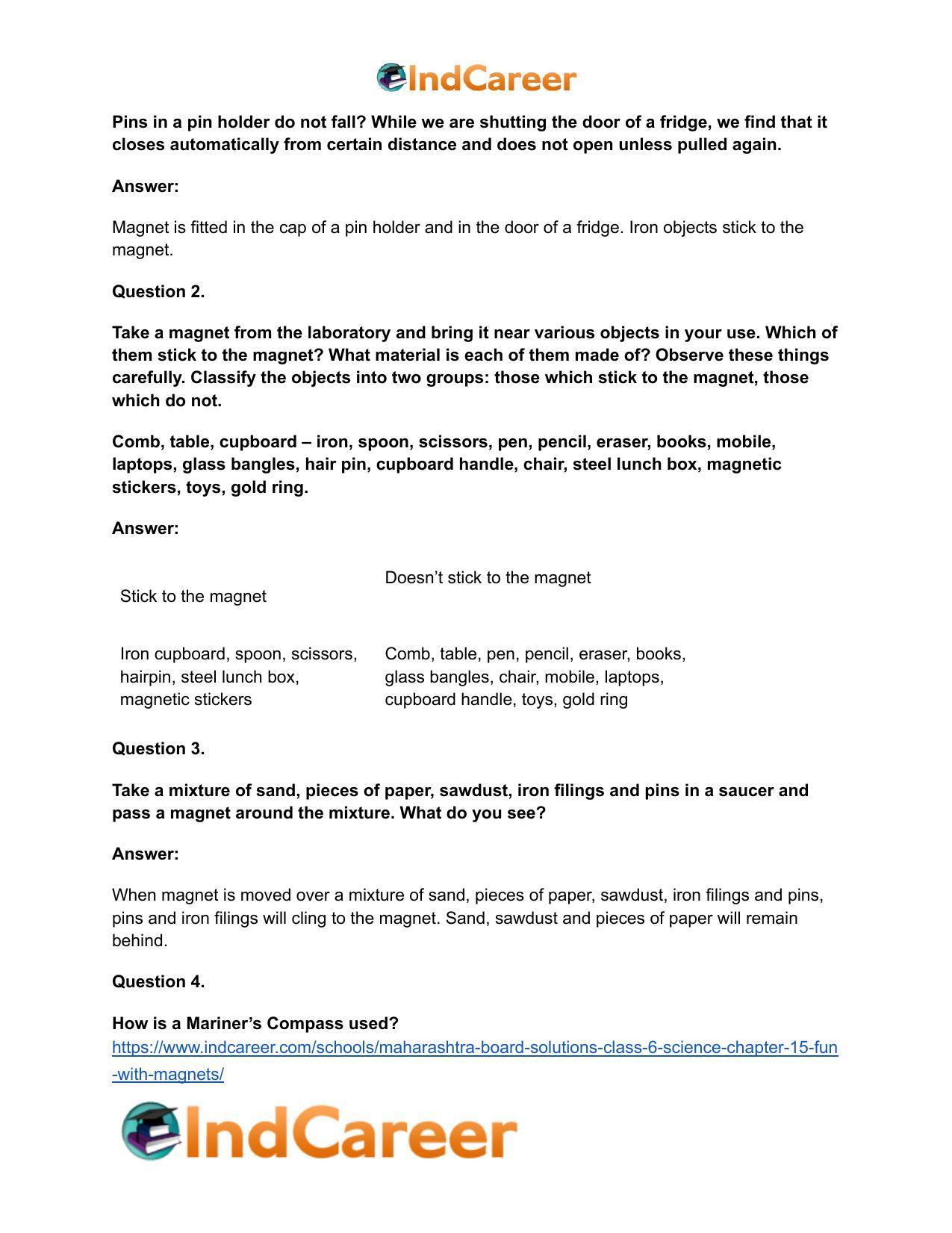 Maharashtra Board Solutions Class 6-Science: Chapter 15- Fun with Magnets - Page 20