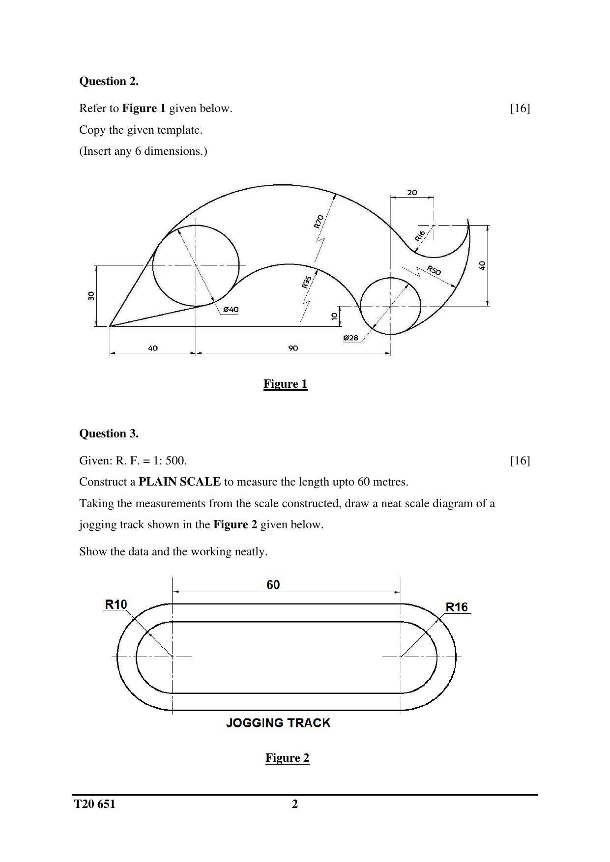 ICSE Class 10 Technical Drawing Applications 2020 Question Paper - Page 2