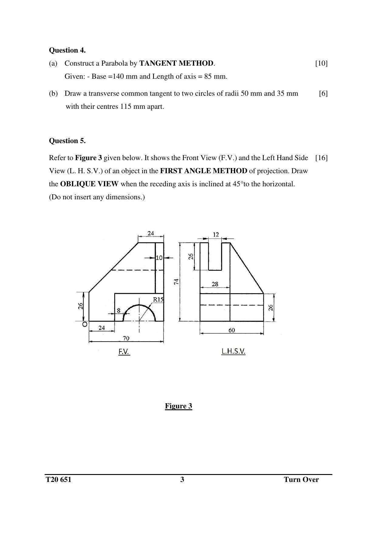 ICSE Class 10 Technical Drawing Applications 2020 Question Paper - Page 3