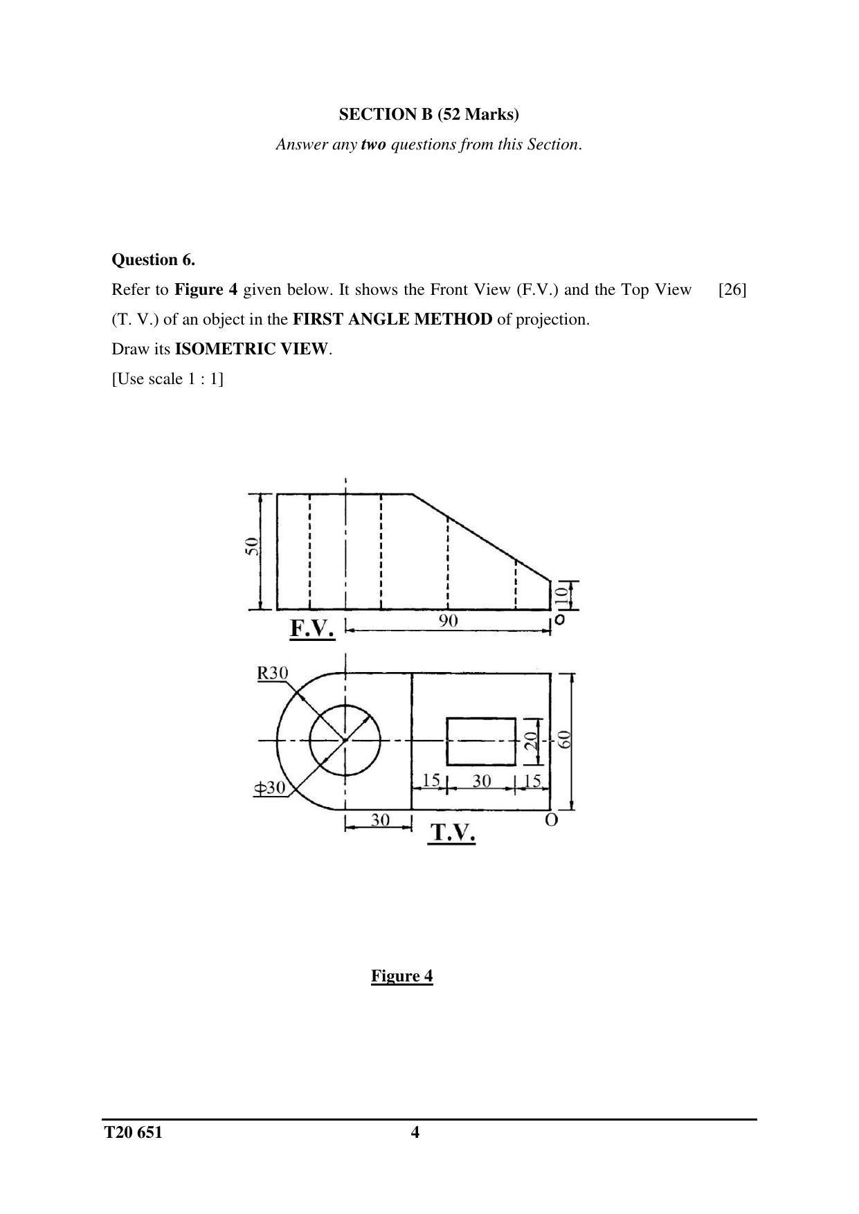 ICSE Class 10 Technical Drawing Applications 2020 Question Paper - Page 4
