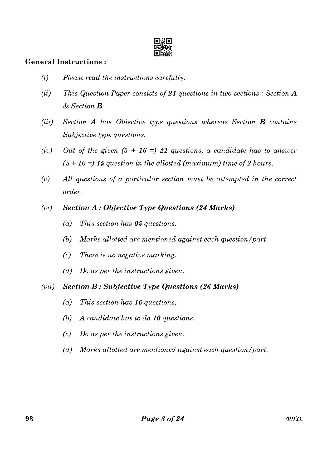 CBSE Class 10 93 Introduction To Tourism 2023 Question Paper - Page 3