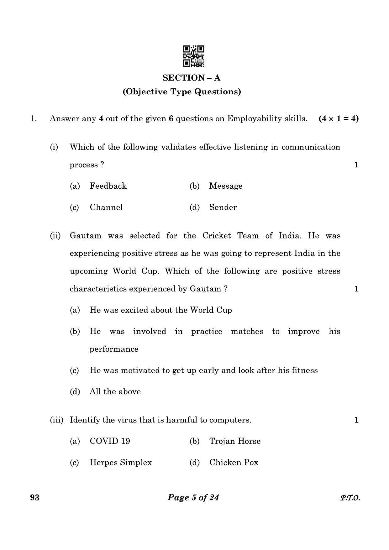 CBSE Class 10 93 Introduction To Tourism 2023 Question Paper - Page 5