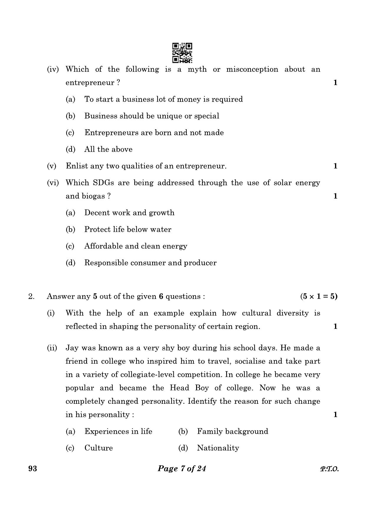 CBSE Class 10 93 Introduction To Tourism 2023 Question Paper - Page 7