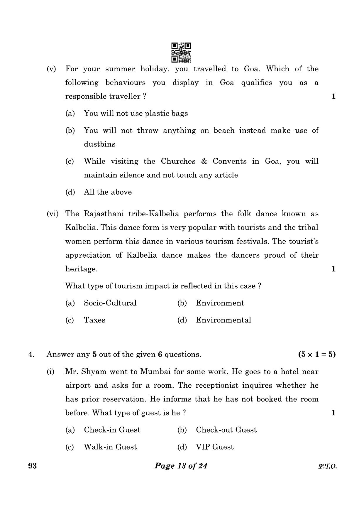 CBSE Class 10 93 Introduction To Tourism 2023 Question Paper - Page 13