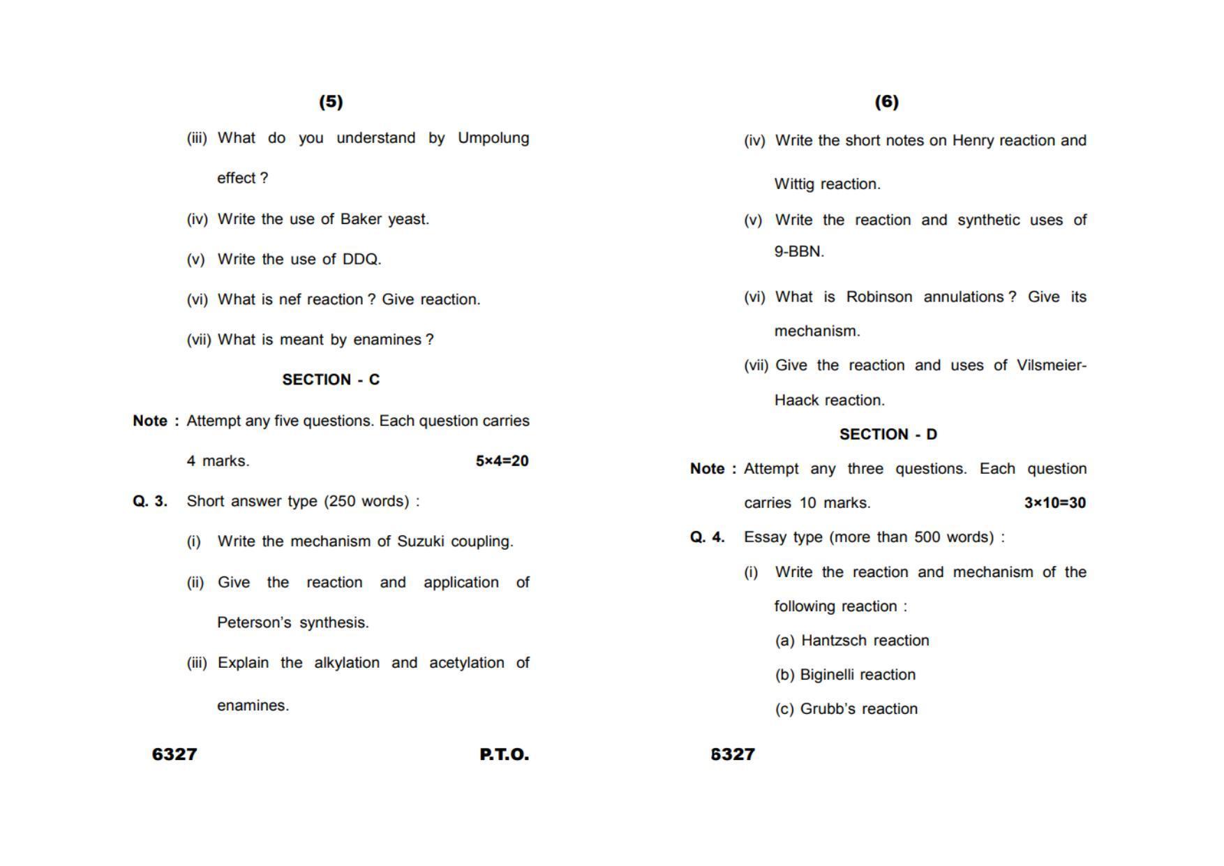 Sarguja University Question Paper July-2022 : M.Sc. Chemistry (Second Sem.)Organic Synthesis 1 Paper 1 - Page 3