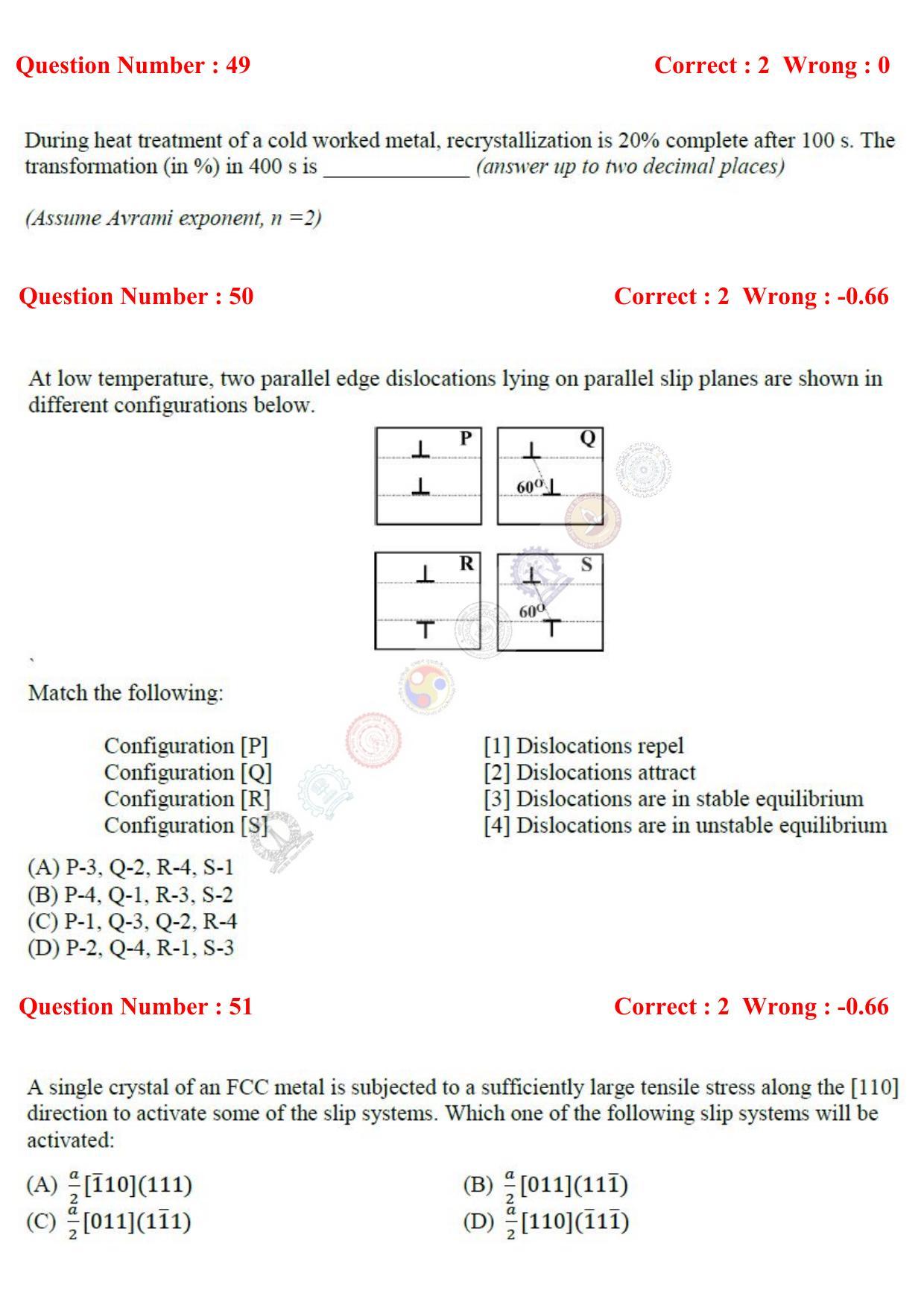 GATE 2017 Metallurgical Engineering (MT) Question Paper with Answer Key - Page 16