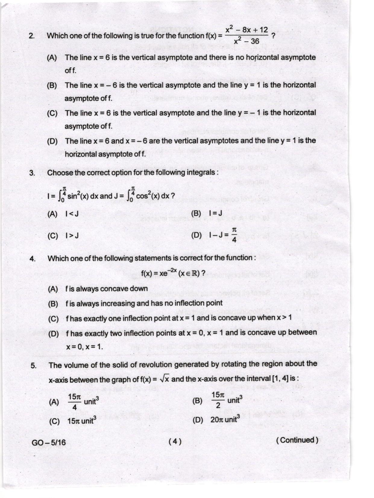 Odisha CPET 2024 MATHEMATICS Question Papers - Page 4