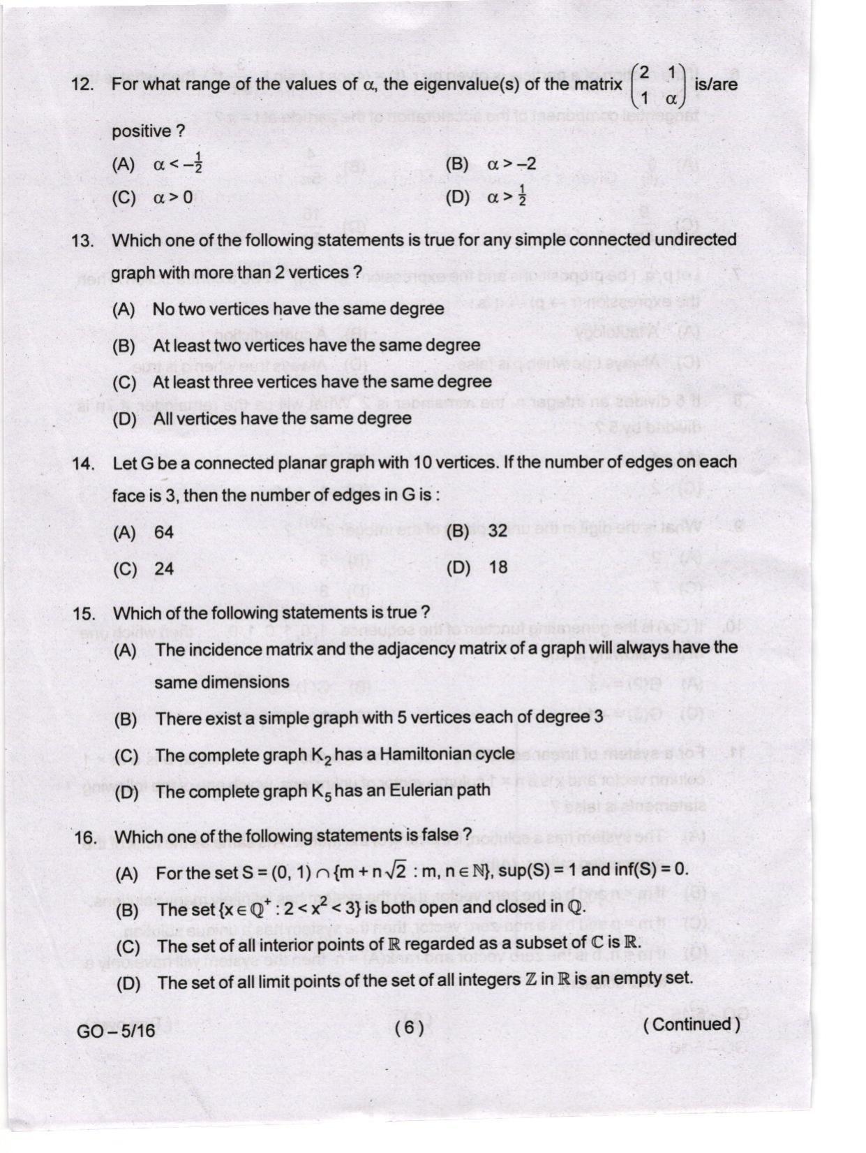 Odisha CPET 2024 MATHEMATICS Question Papers - Page 6