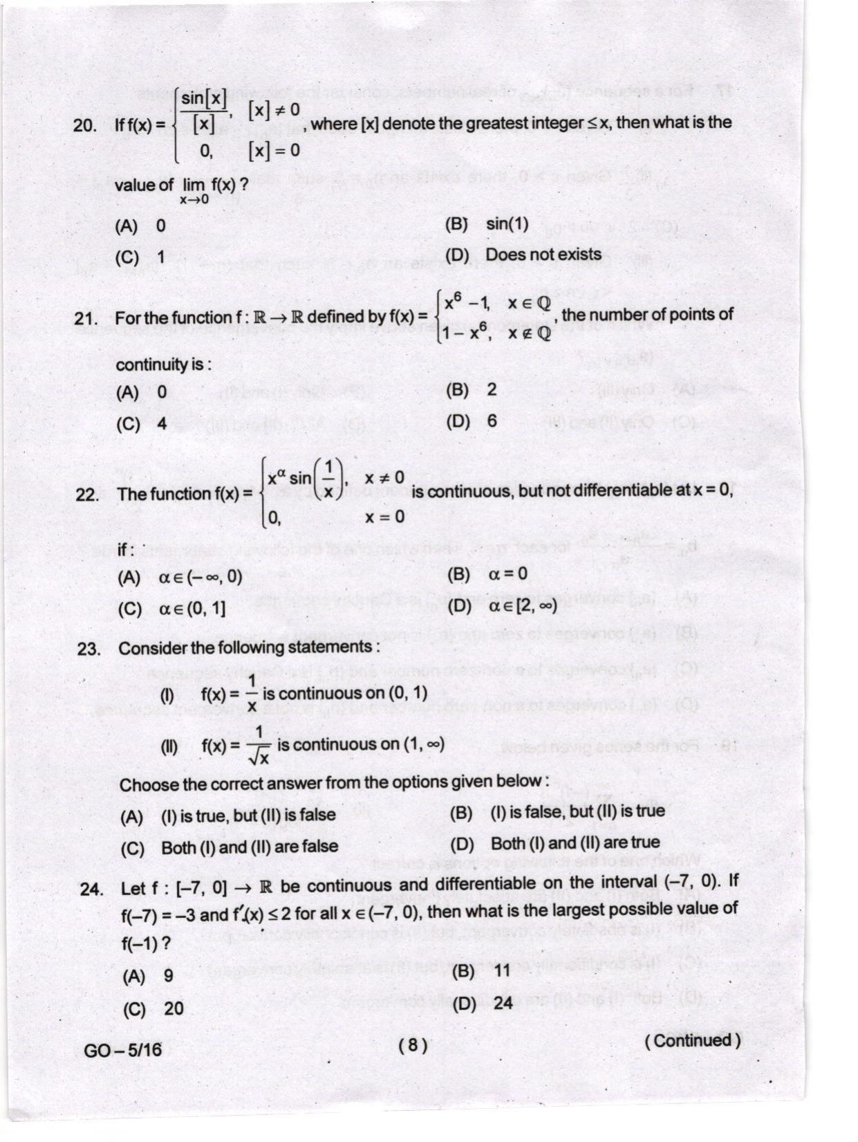 Odisha CPET 2024 MATHEMATICS Question Papers - Page 8