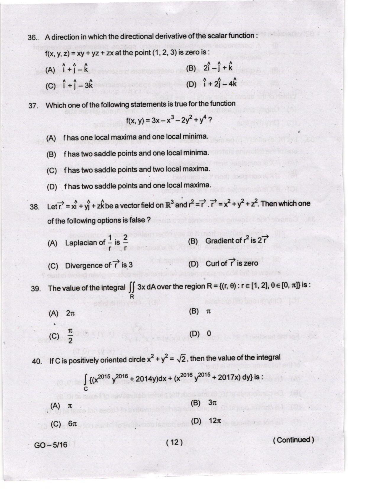 Odisha CPET 2024 MATHEMATICS Question Papers - Page 12