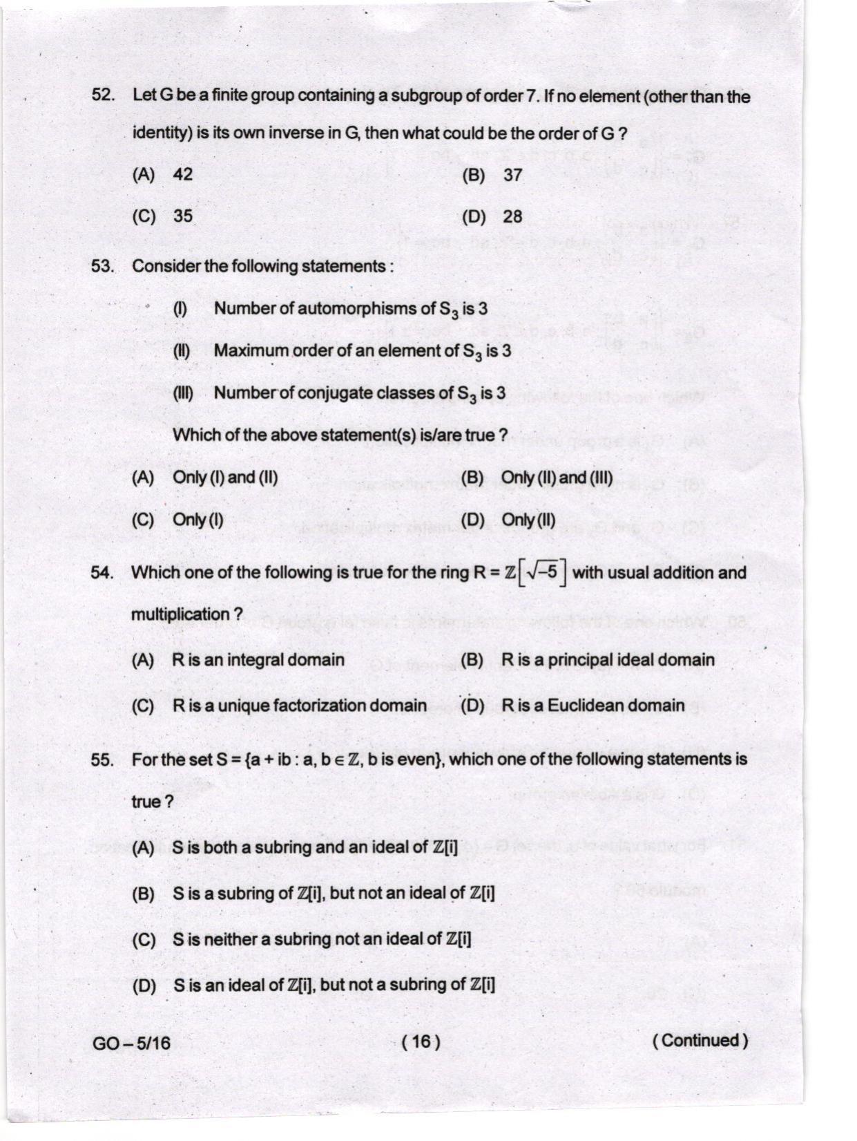 Odisha CPET 2024 MATHEMATICS Question Papers - Page 16
