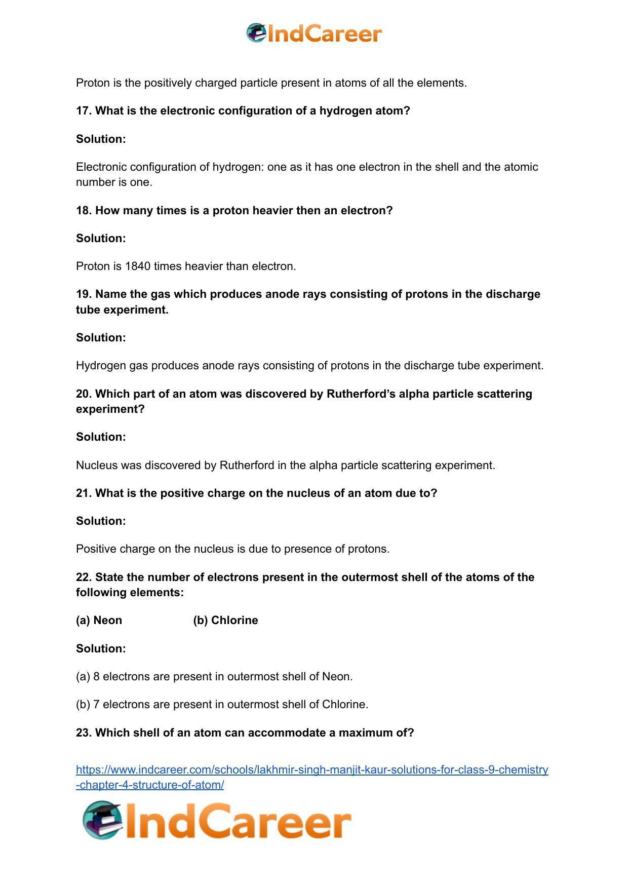 Lakhmir Singh Manjit Kaur Solutions for Class 9 Chemistry: Chapter 4- Structure of Atom - Page 5