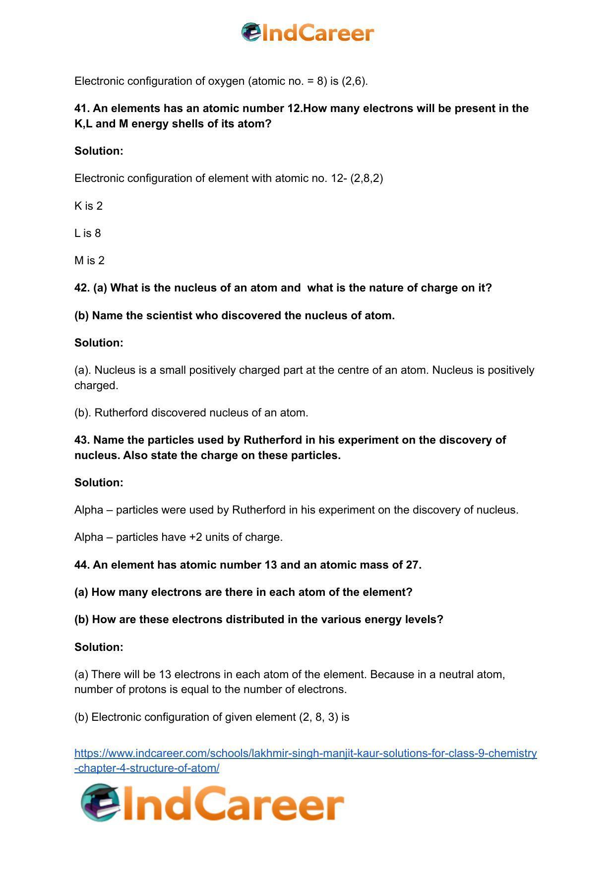 Lakhmir Singh Manjit Kaur Solutions for Class 9 Chemistry: Chapter 4- Structure of Atom - Page 11